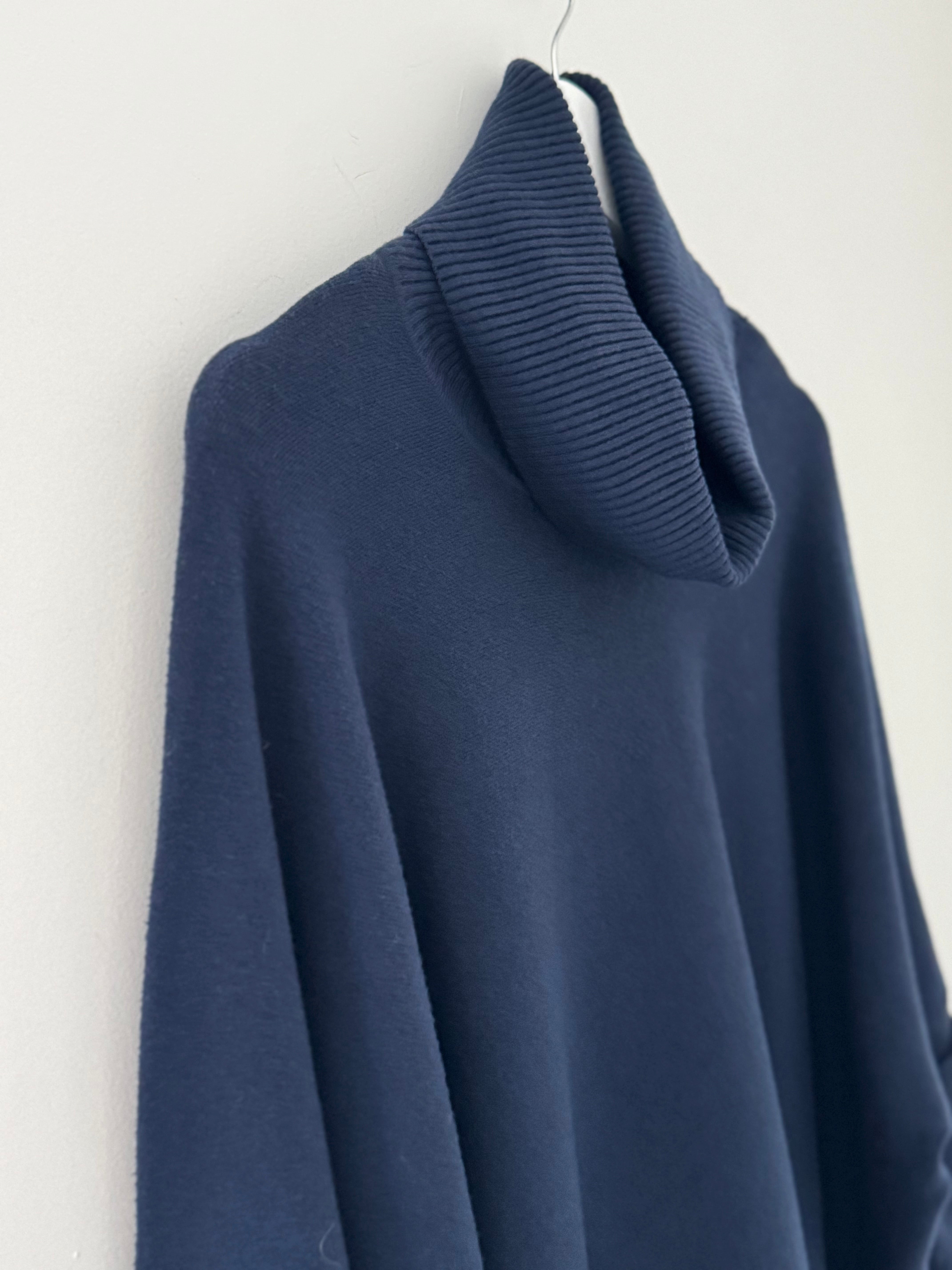 Oversized Roll Neck Poncho Jumper in Ink