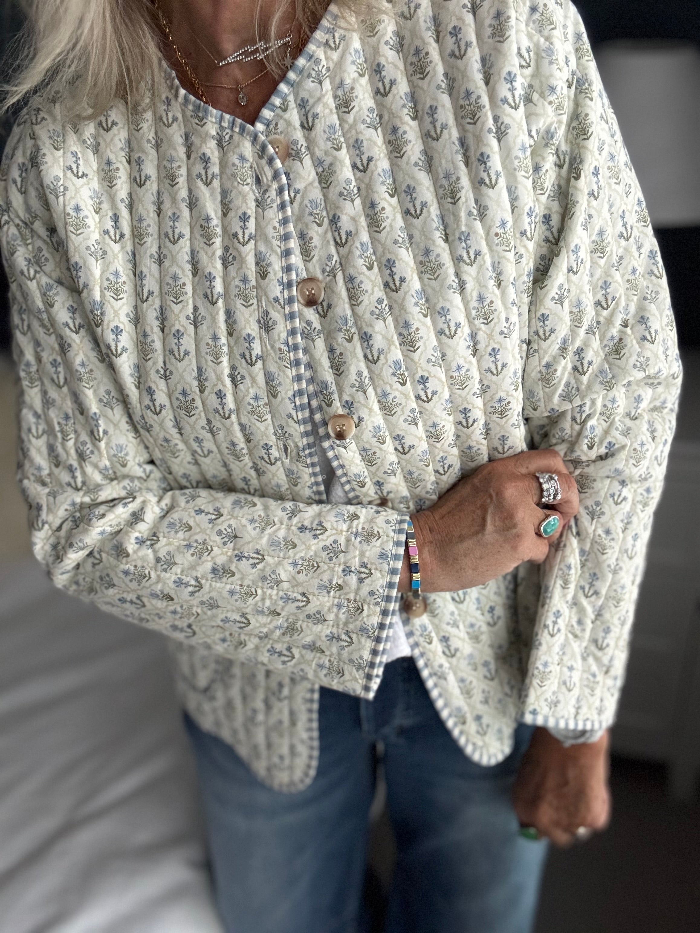 Luxe Quilted Jacket in Blue