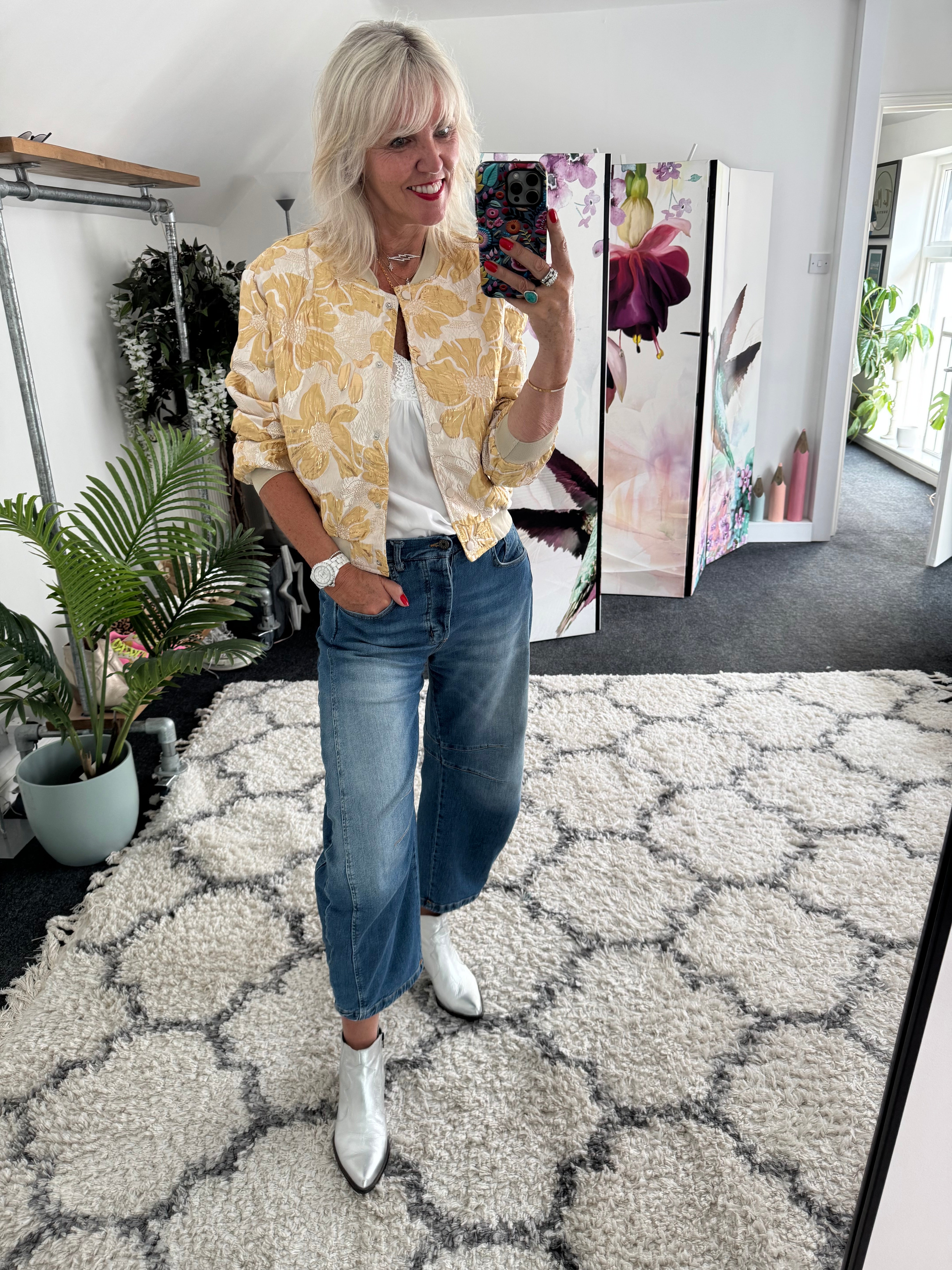 Luxe Bomber Jacket in Gold & Ecru