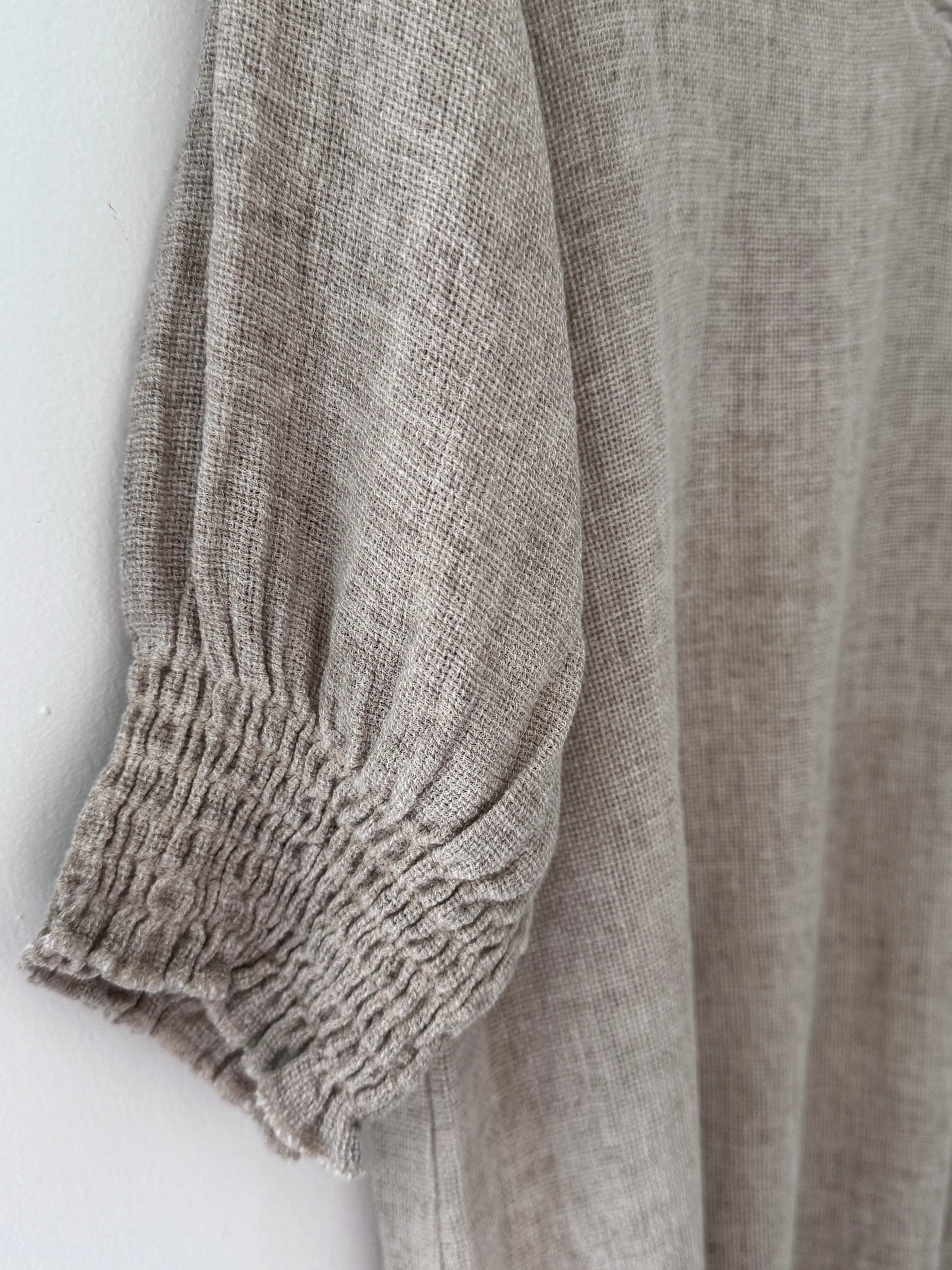 Linen & Cotton Top in Light Mocha