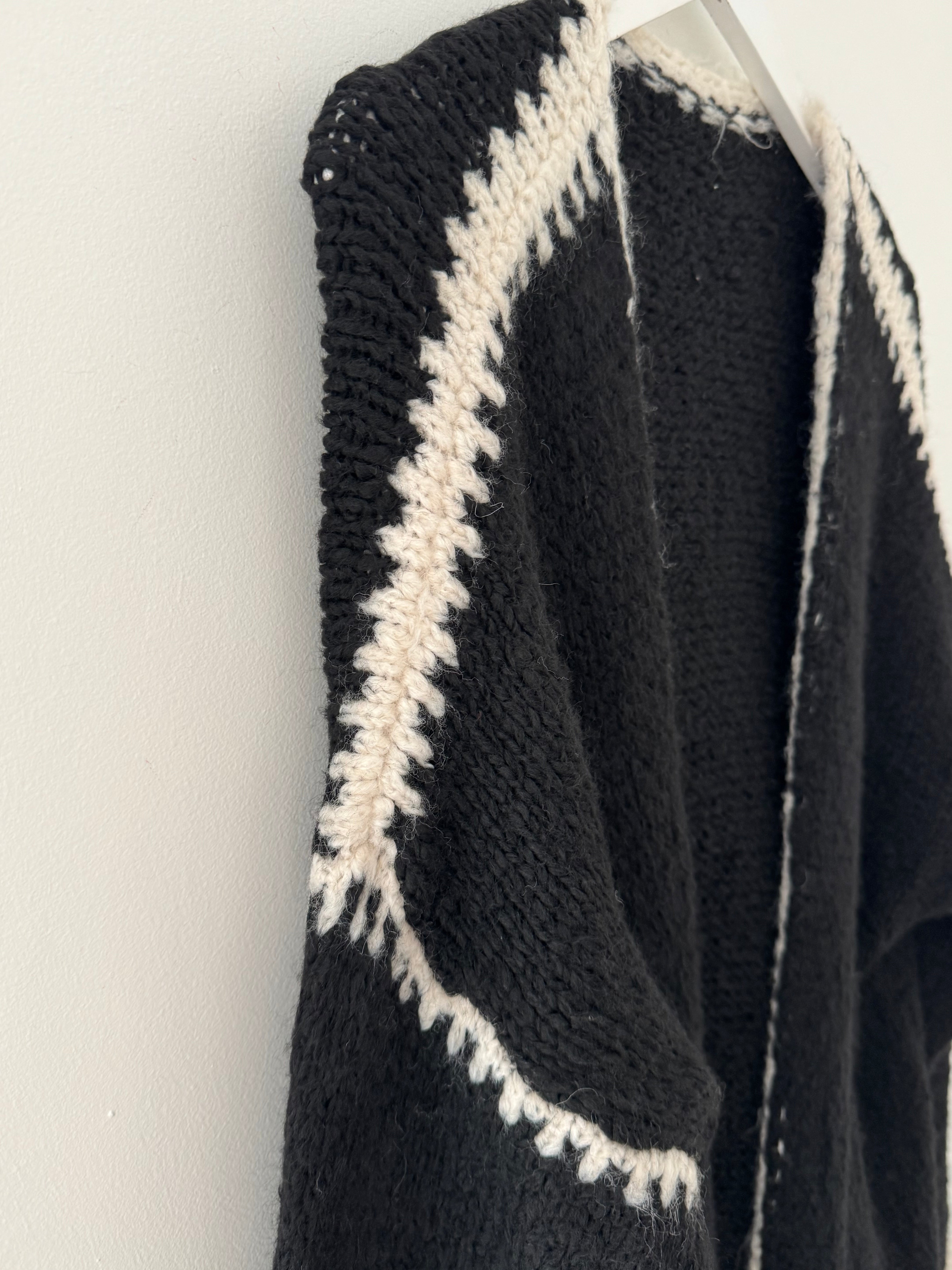 Whip Stitch Cardi in Black & Ecru