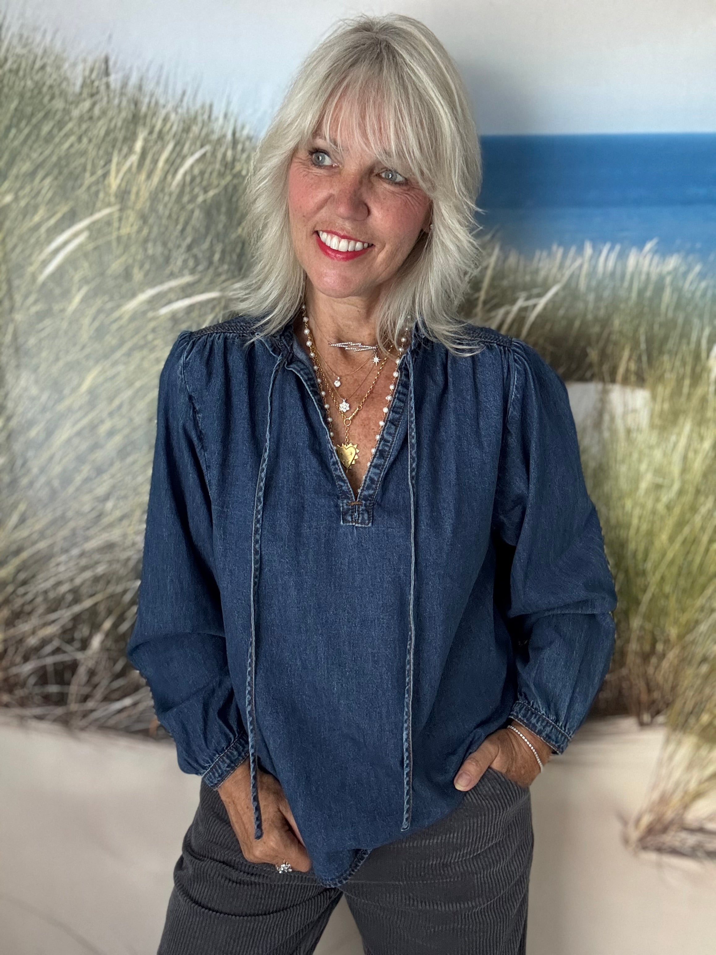 Luxe Denim Blouse