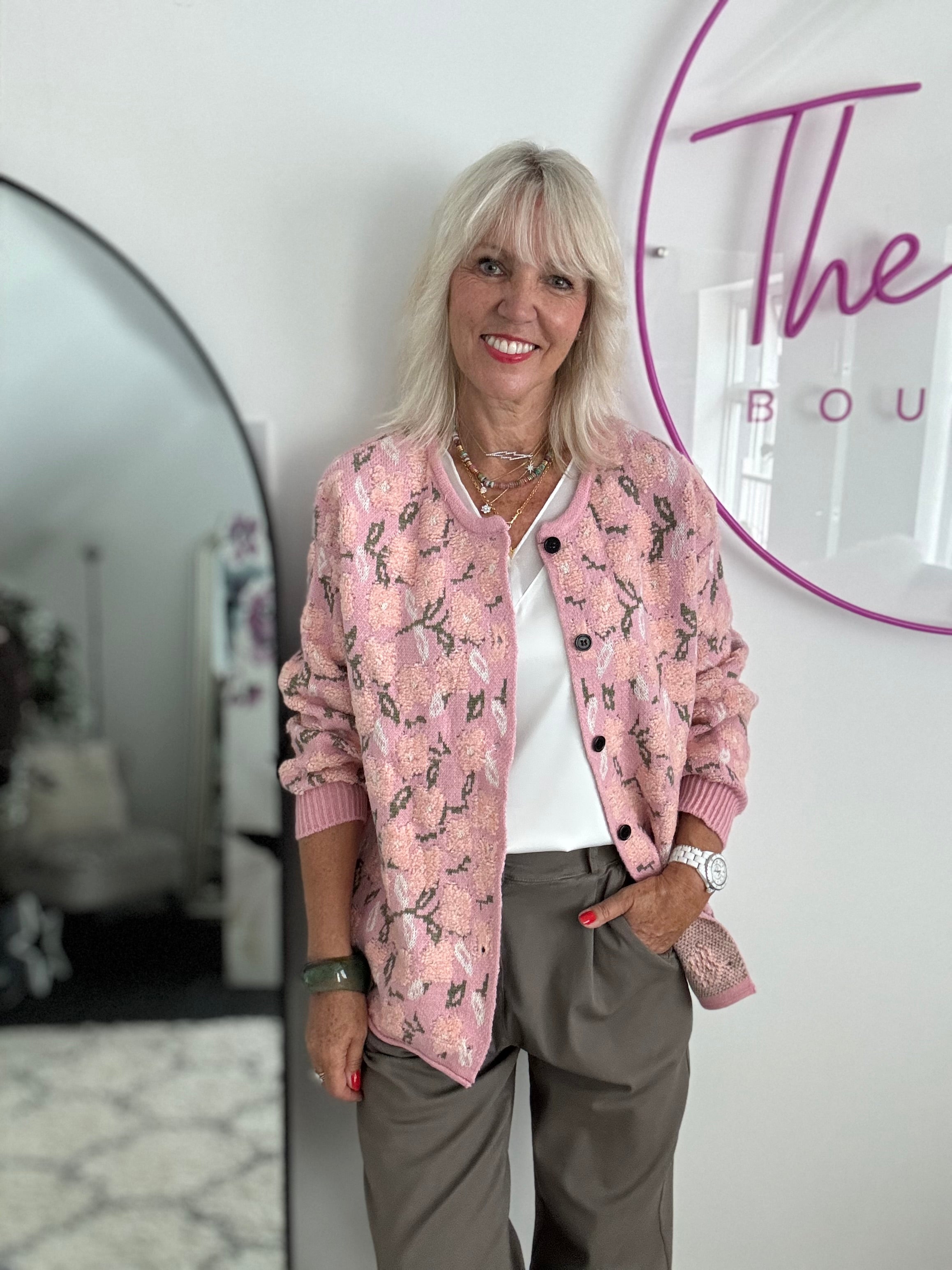 Soft Floral Cardi in Shades of Pink