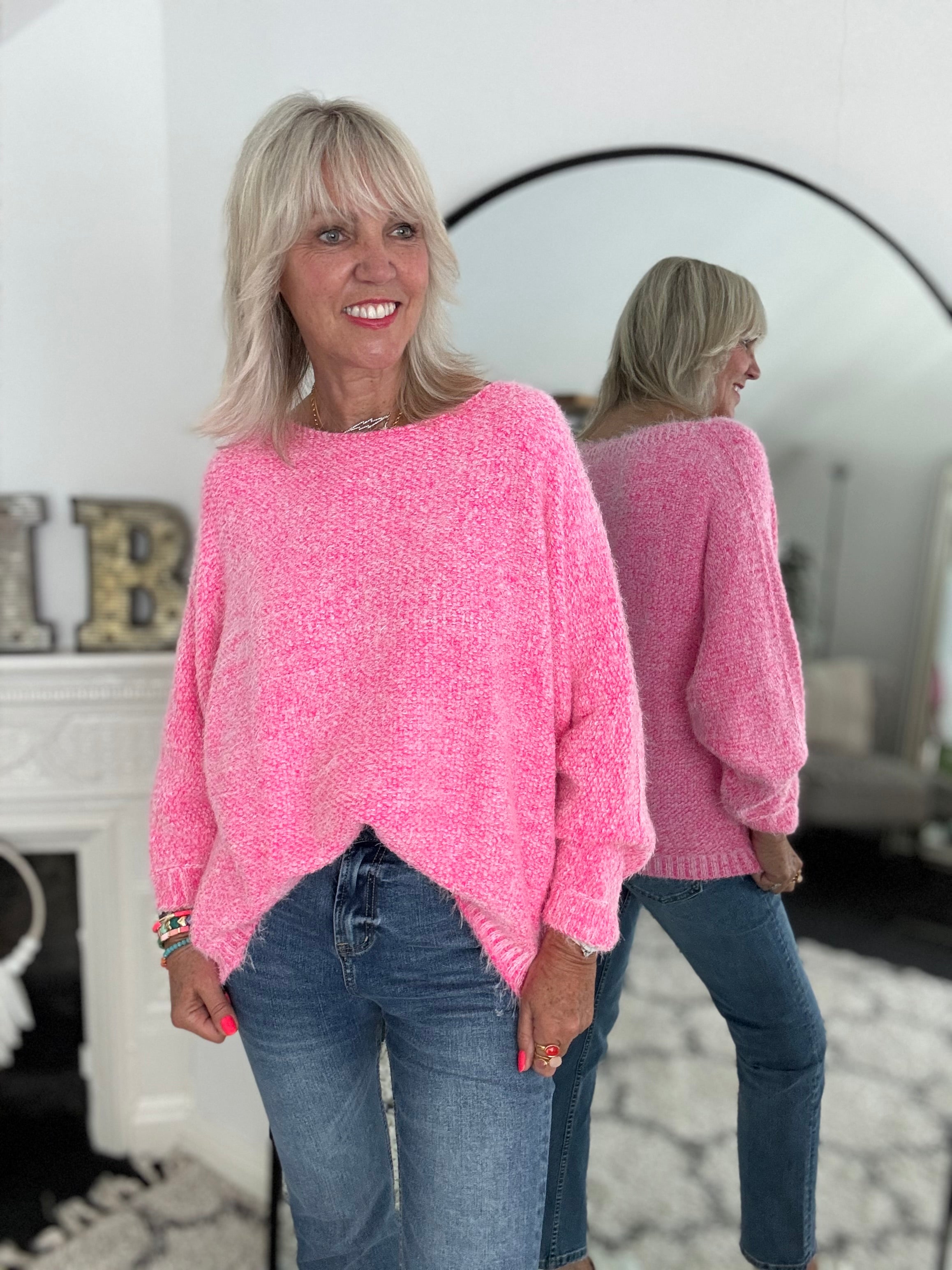 Luxe Fluffy Jumper in Hot Pink