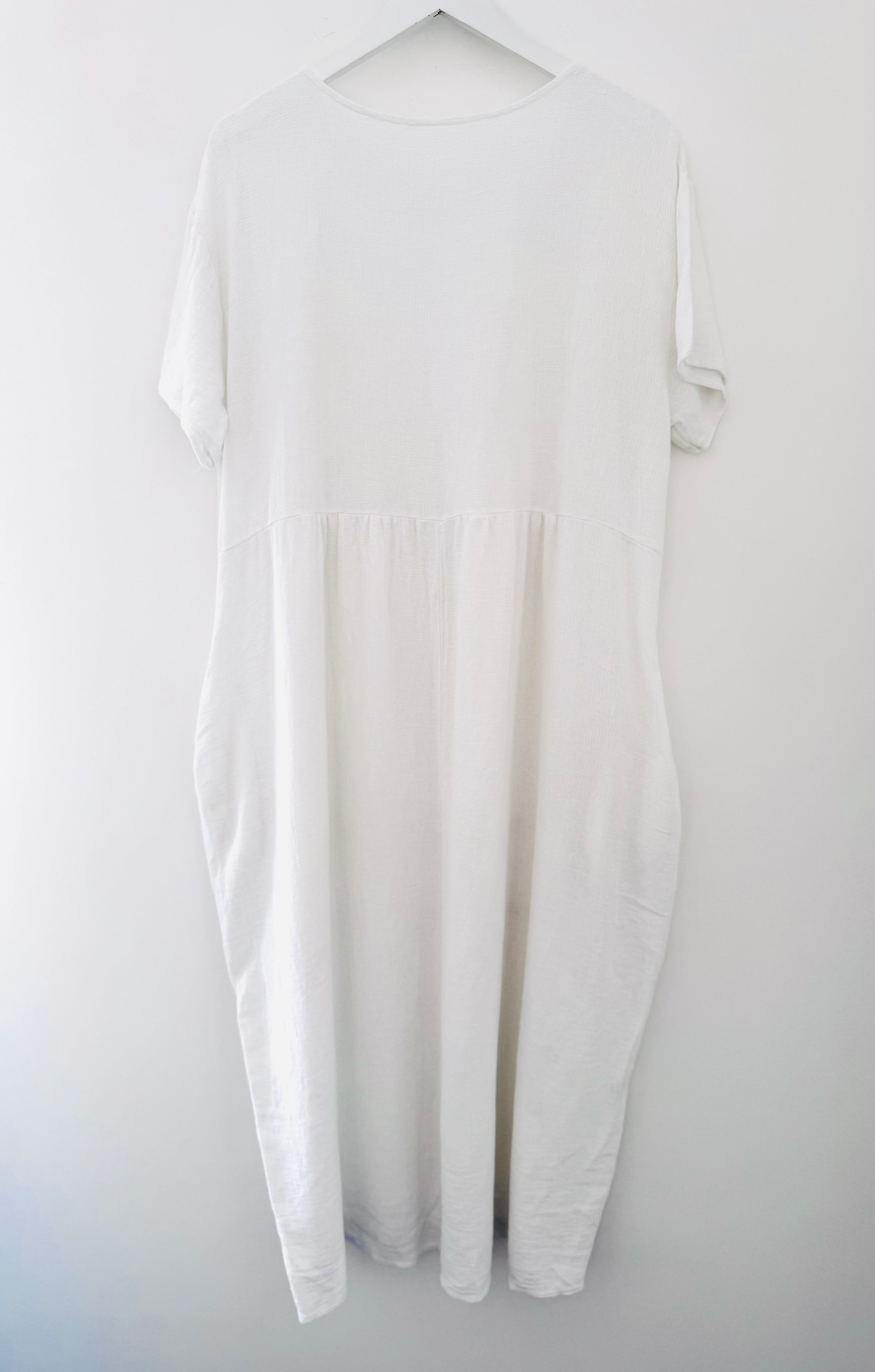 Cotton & Linen Cocoon Dress in White