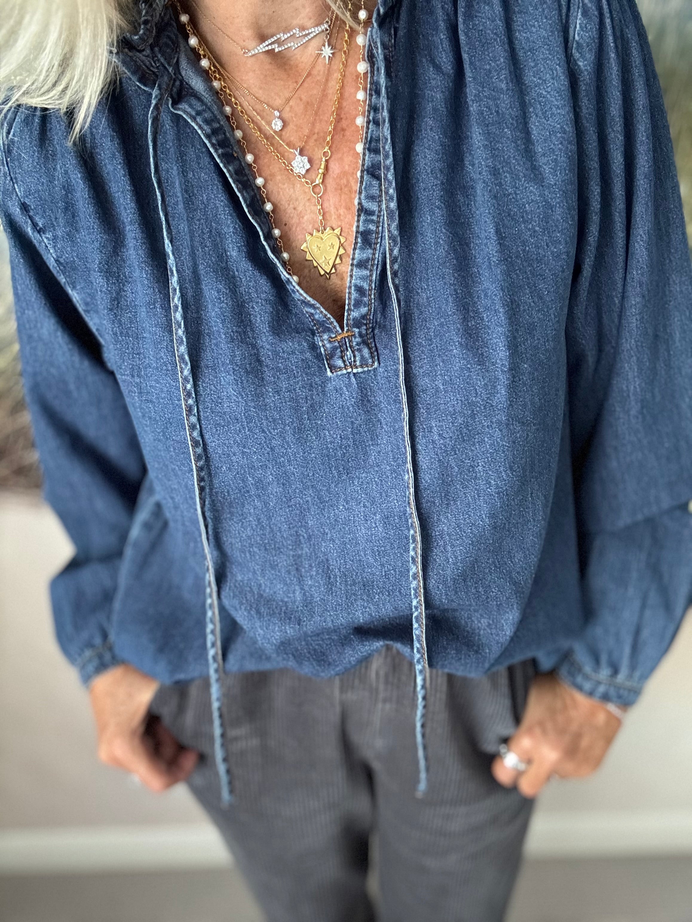 Luxe Denim Blouse