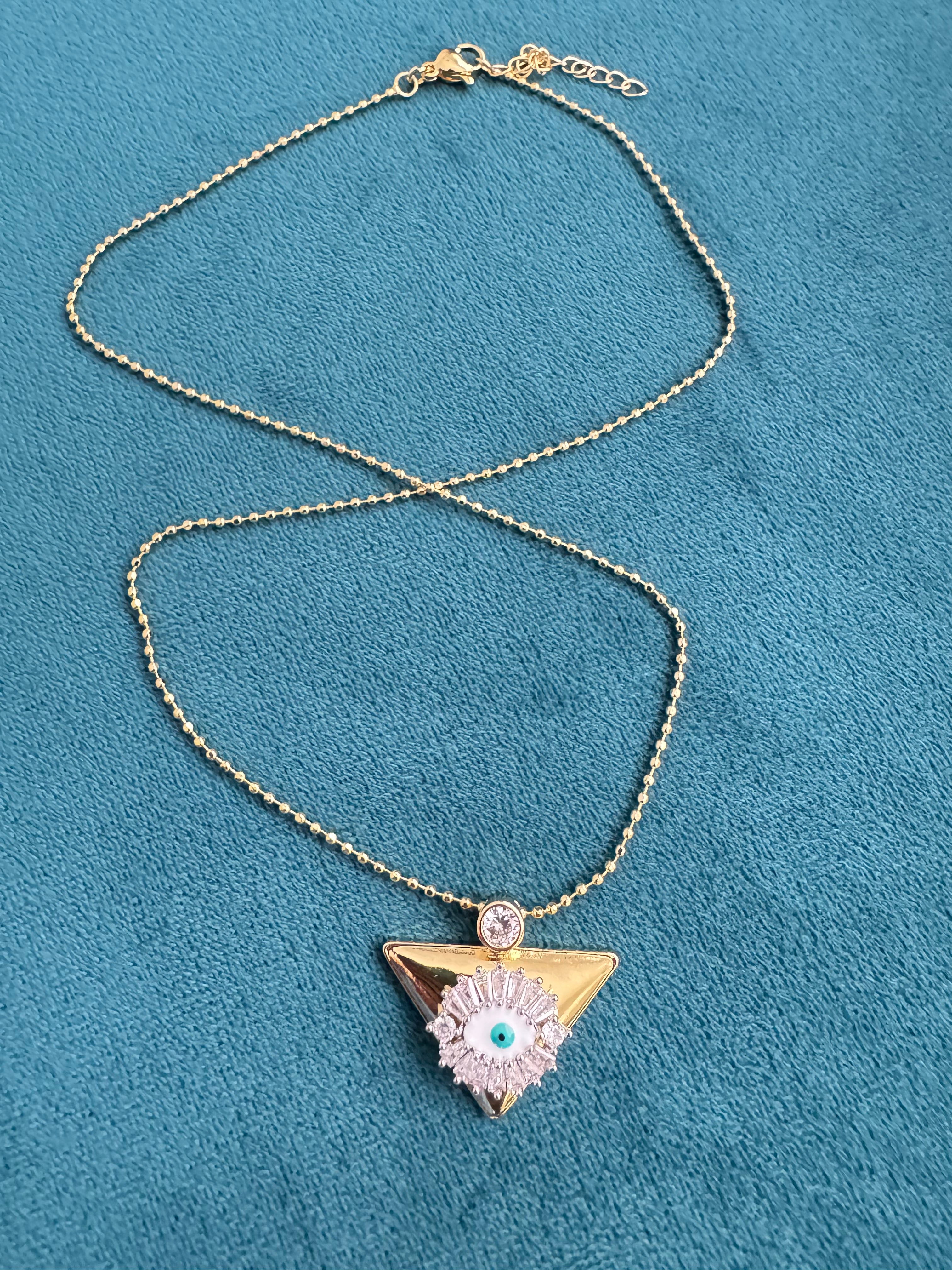 Lucky Eye Triangle Gold Necklace