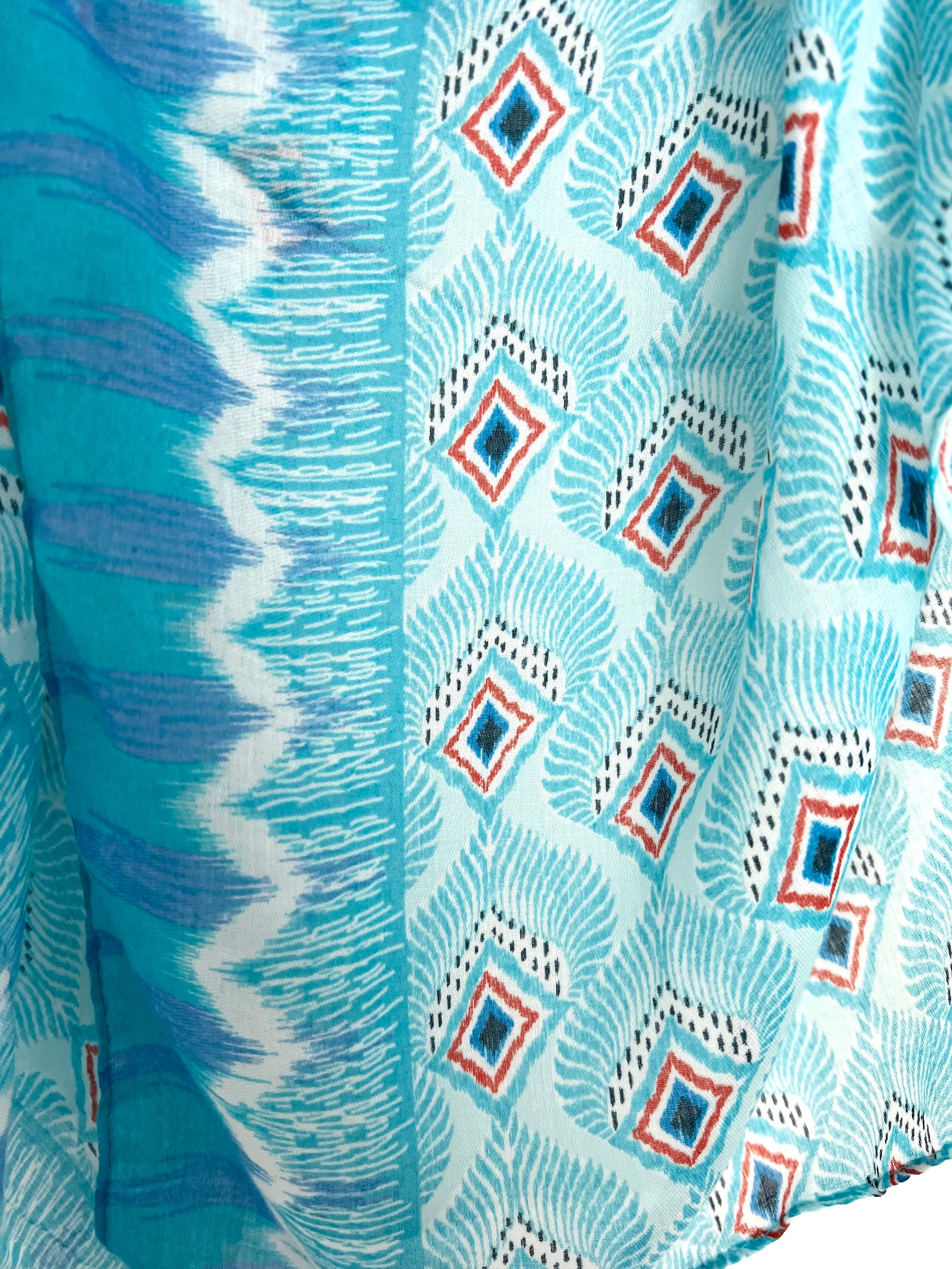Diamond Pattern Scarf in Turquoise