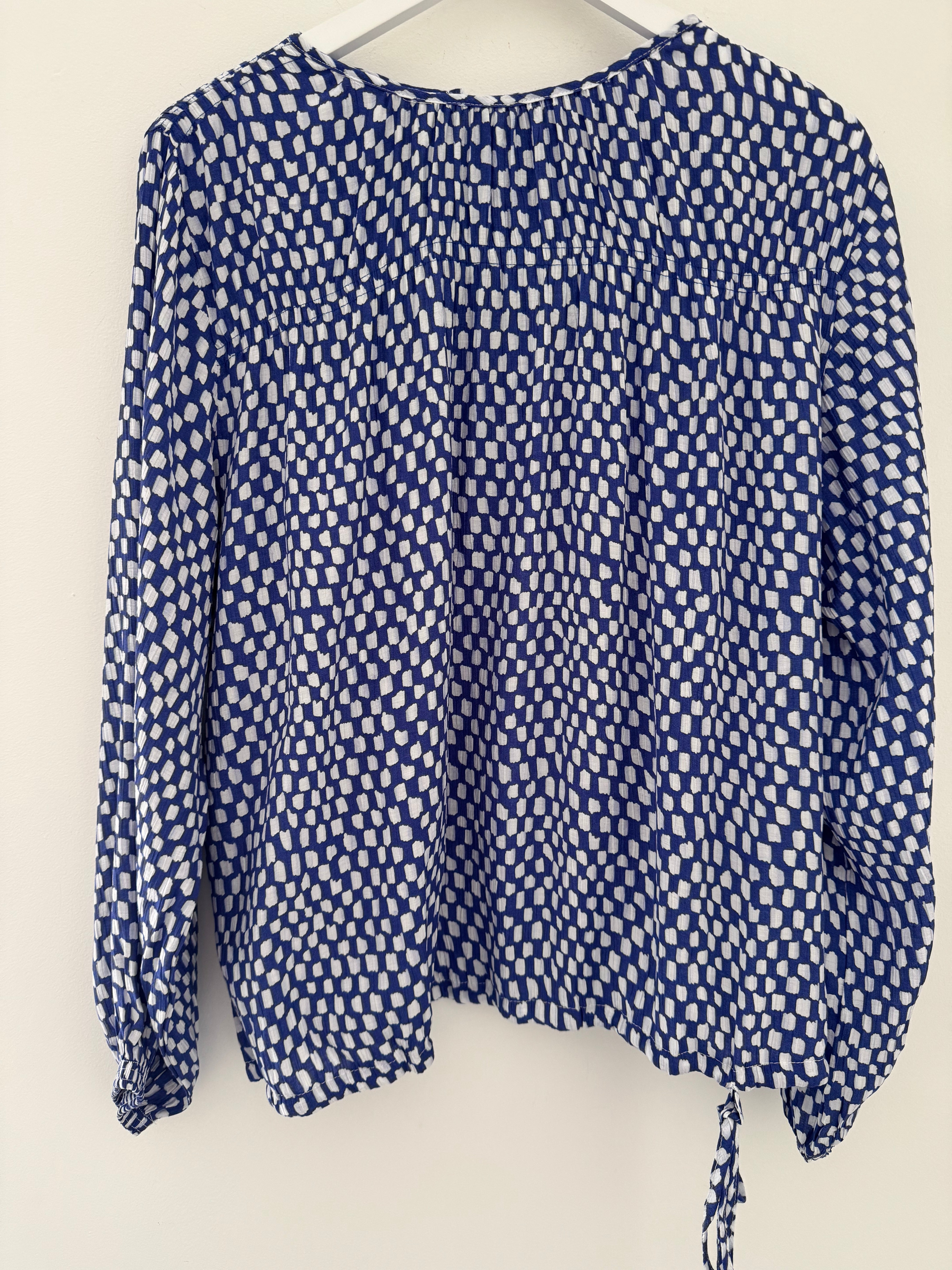 Checker Blouse in Blue & White