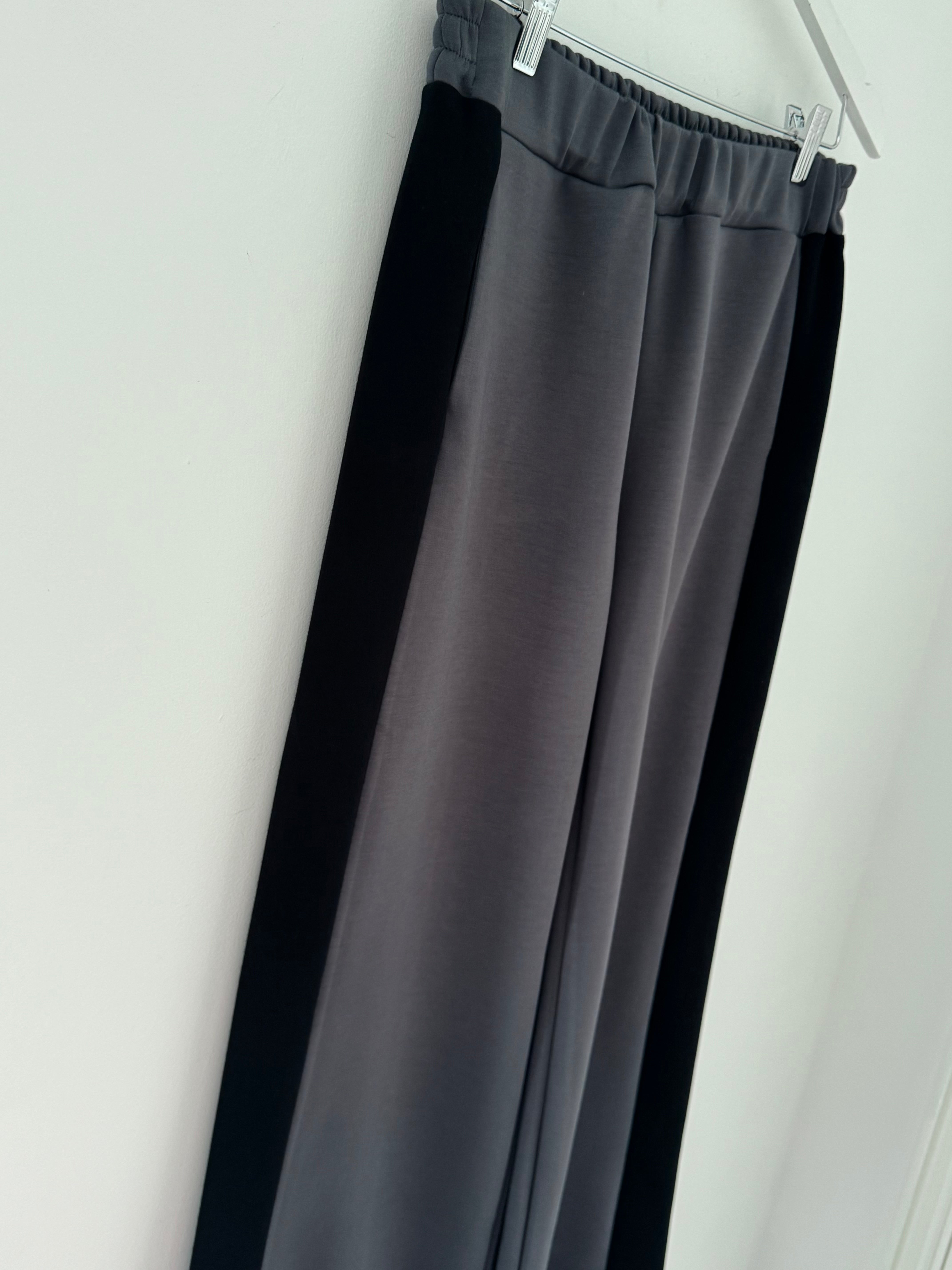 Stretch Trousers with Side Stripe in Charcoal & Black