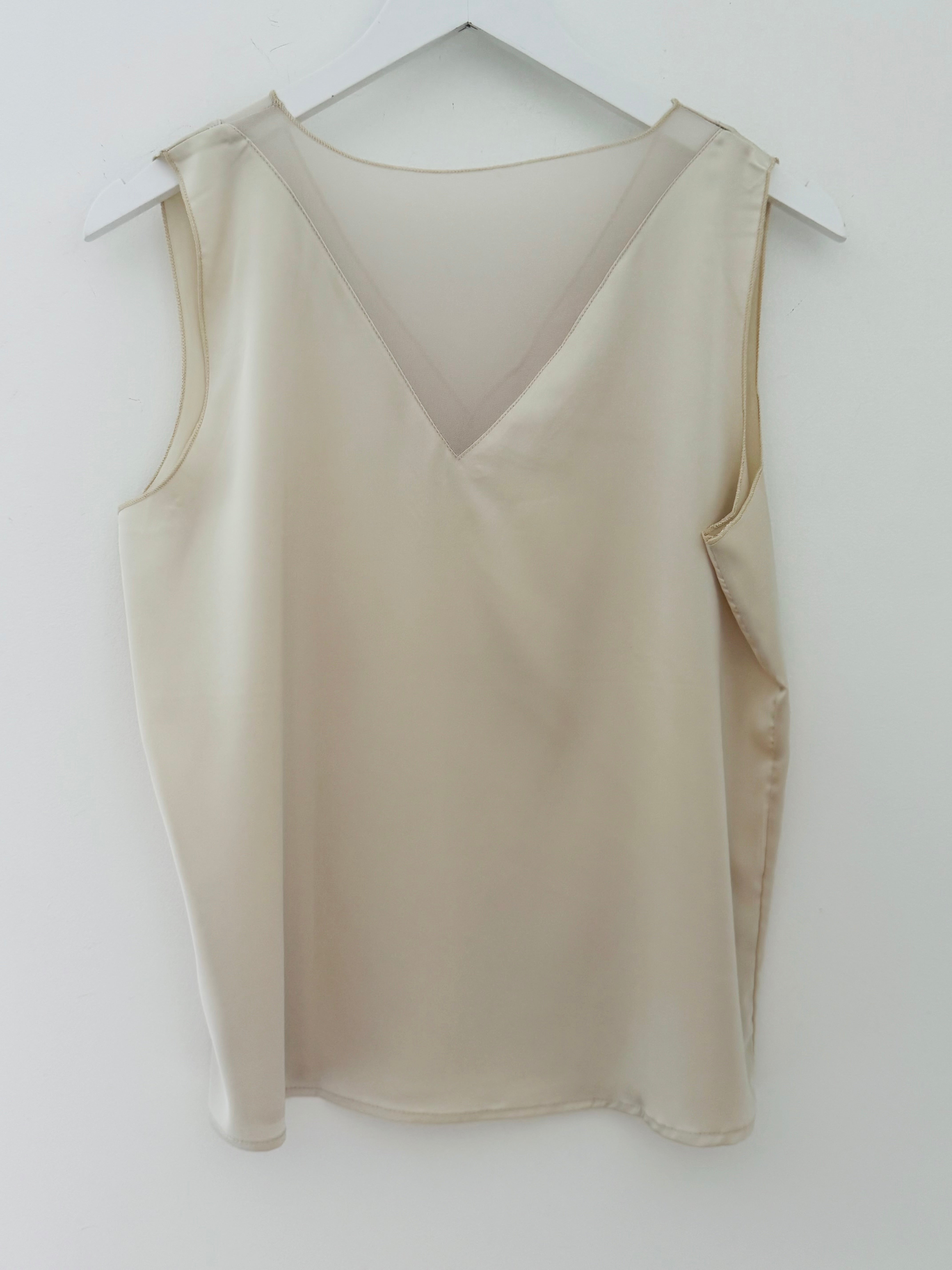 Silky V Neck Vest in Champagne