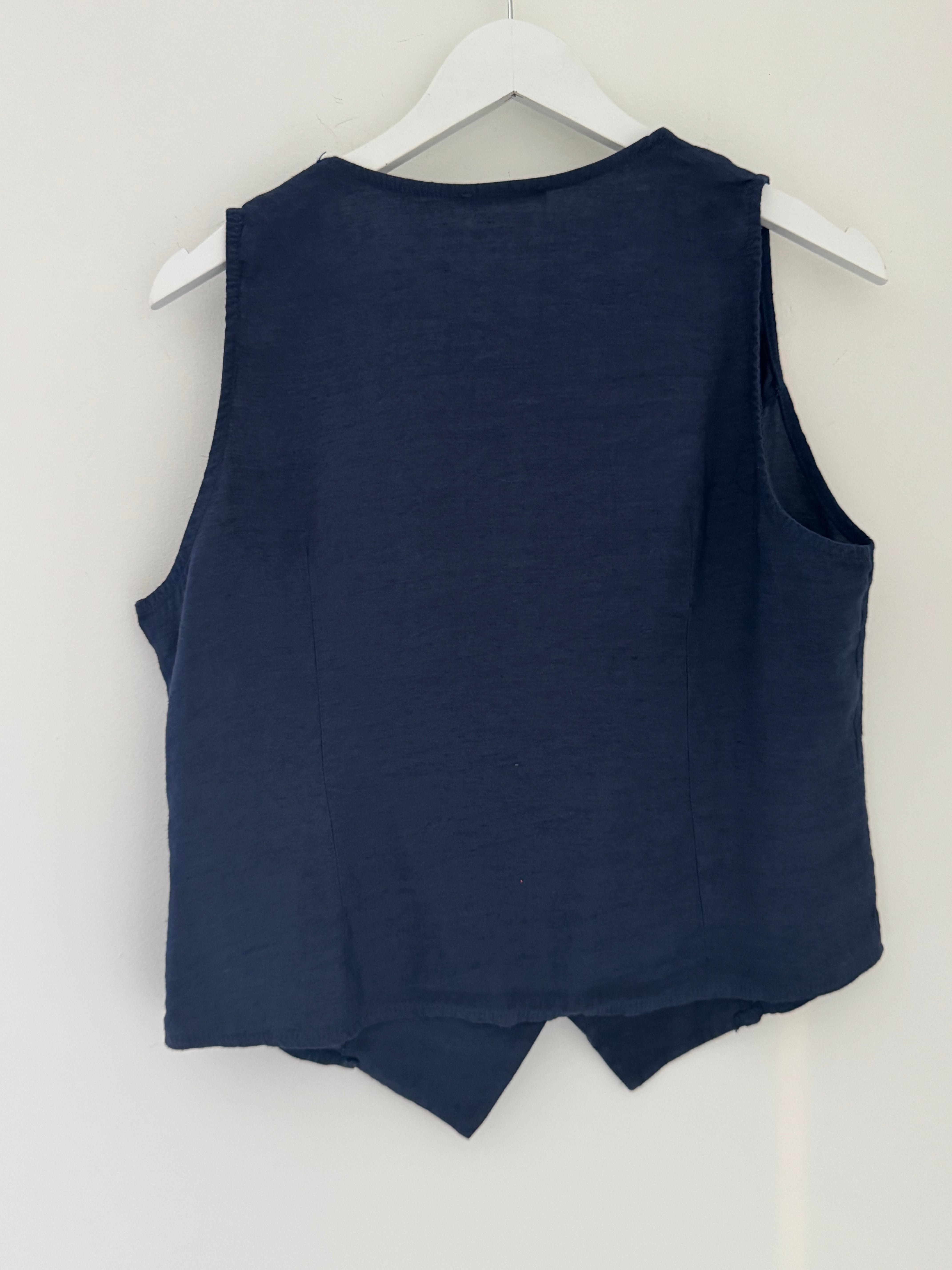Linen Mix Waistcoat in Navy