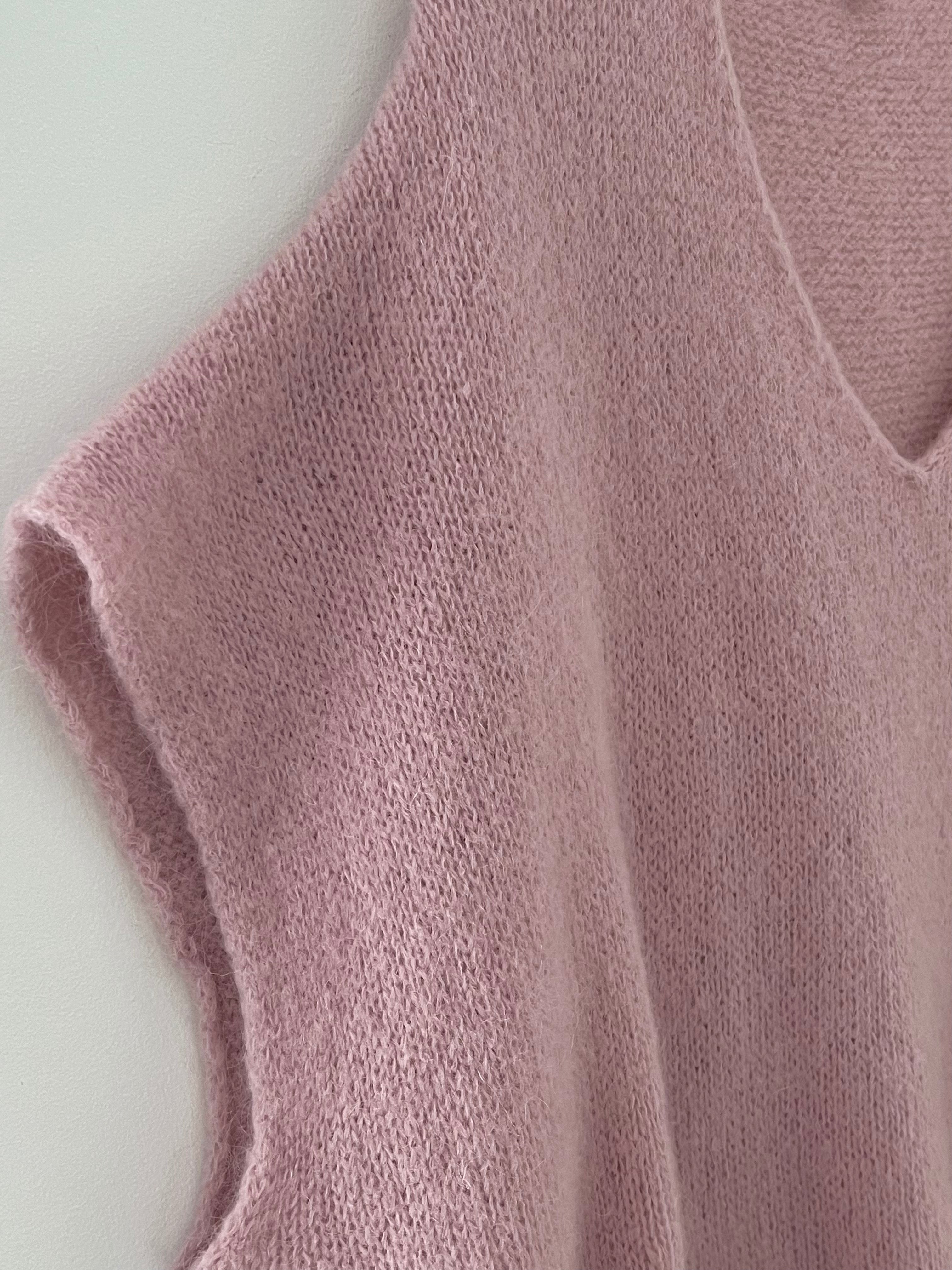 Mohair V Neck Tank in Soft Pink