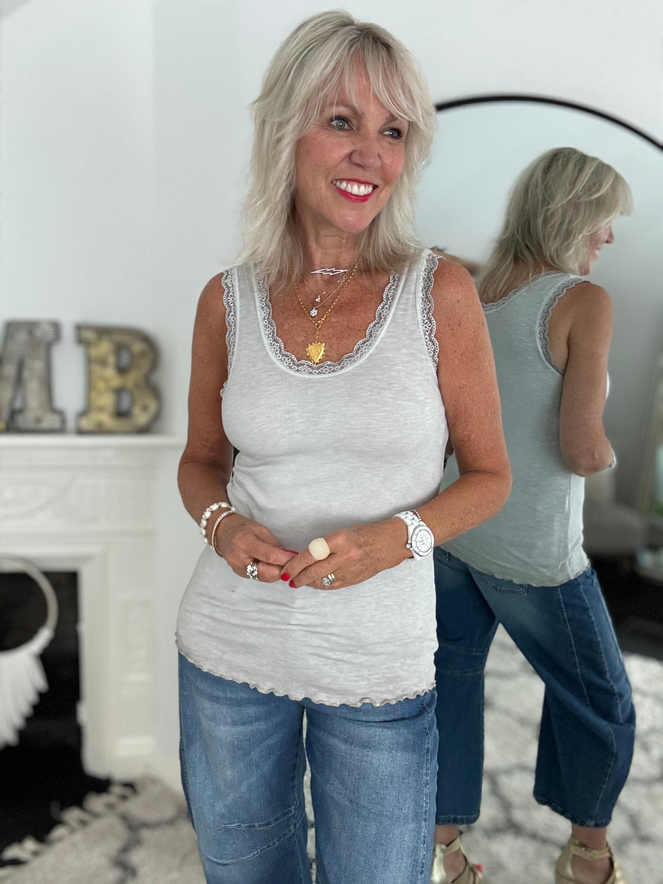 Luxe Ribbed Vest in Pebble