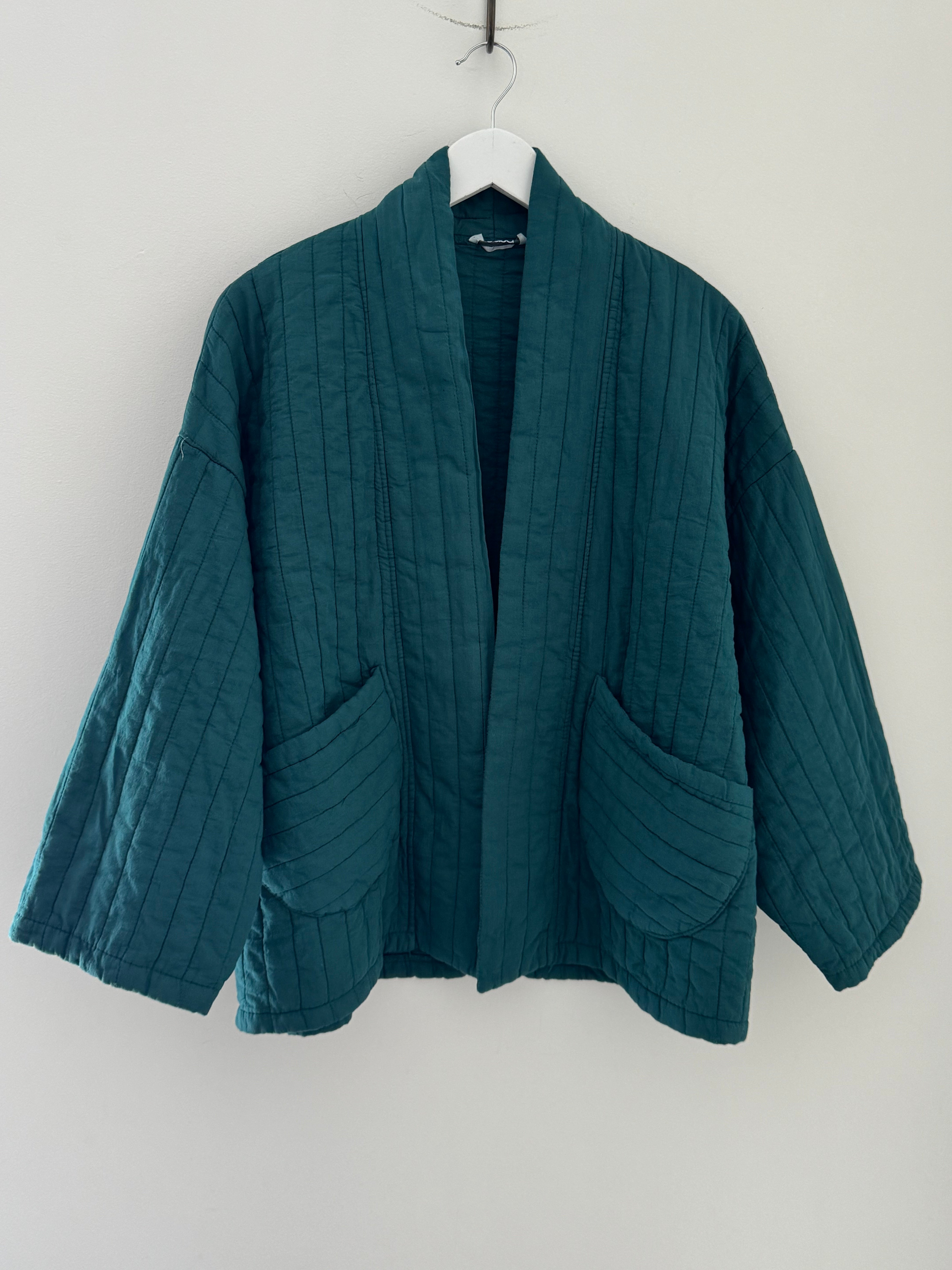 Quilted Jacket in Teal Green