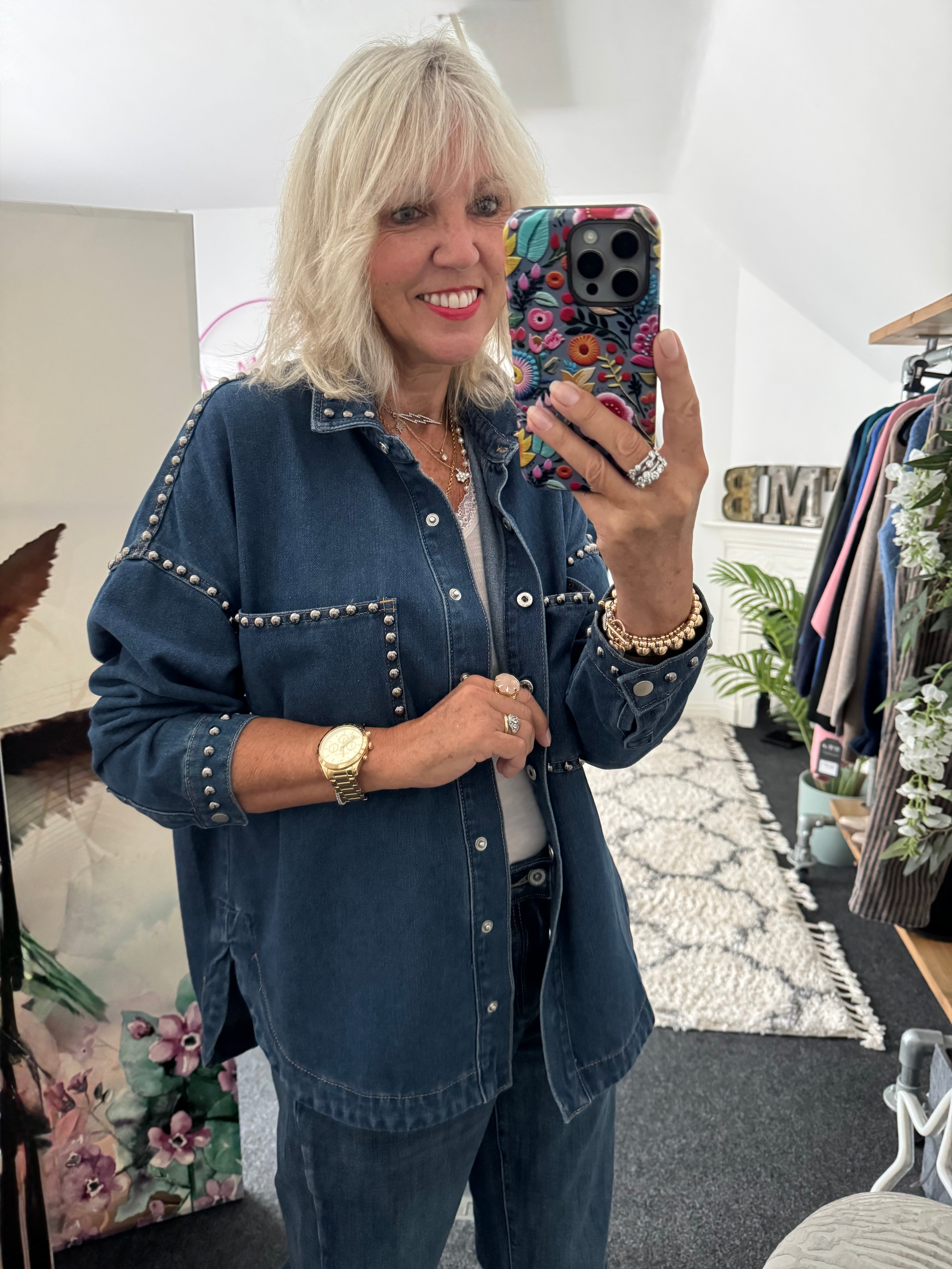 Designer Boyfriend Shacket in Blue Denim
