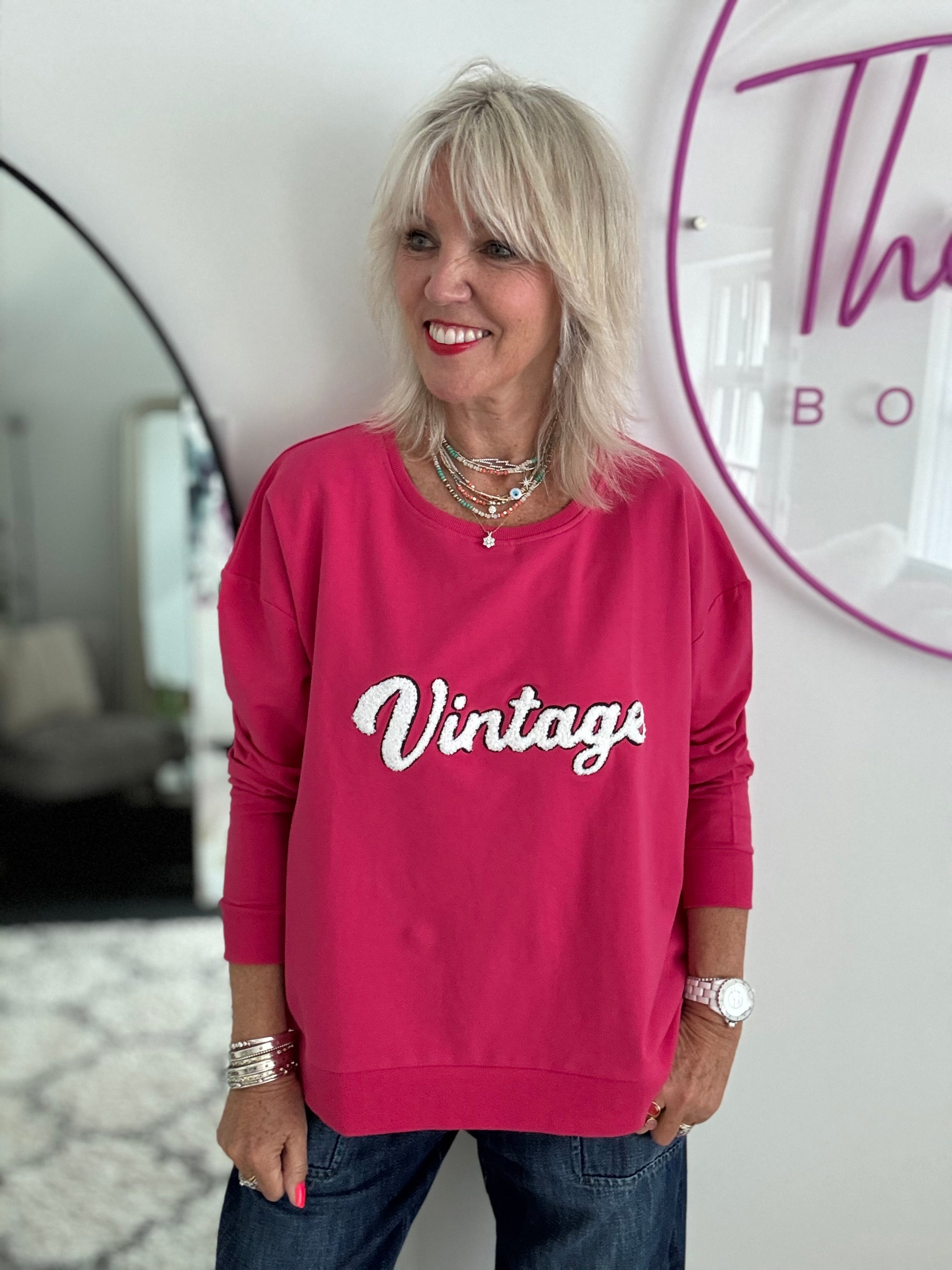 Vintage Zipped Sweatshirt in Raspberry