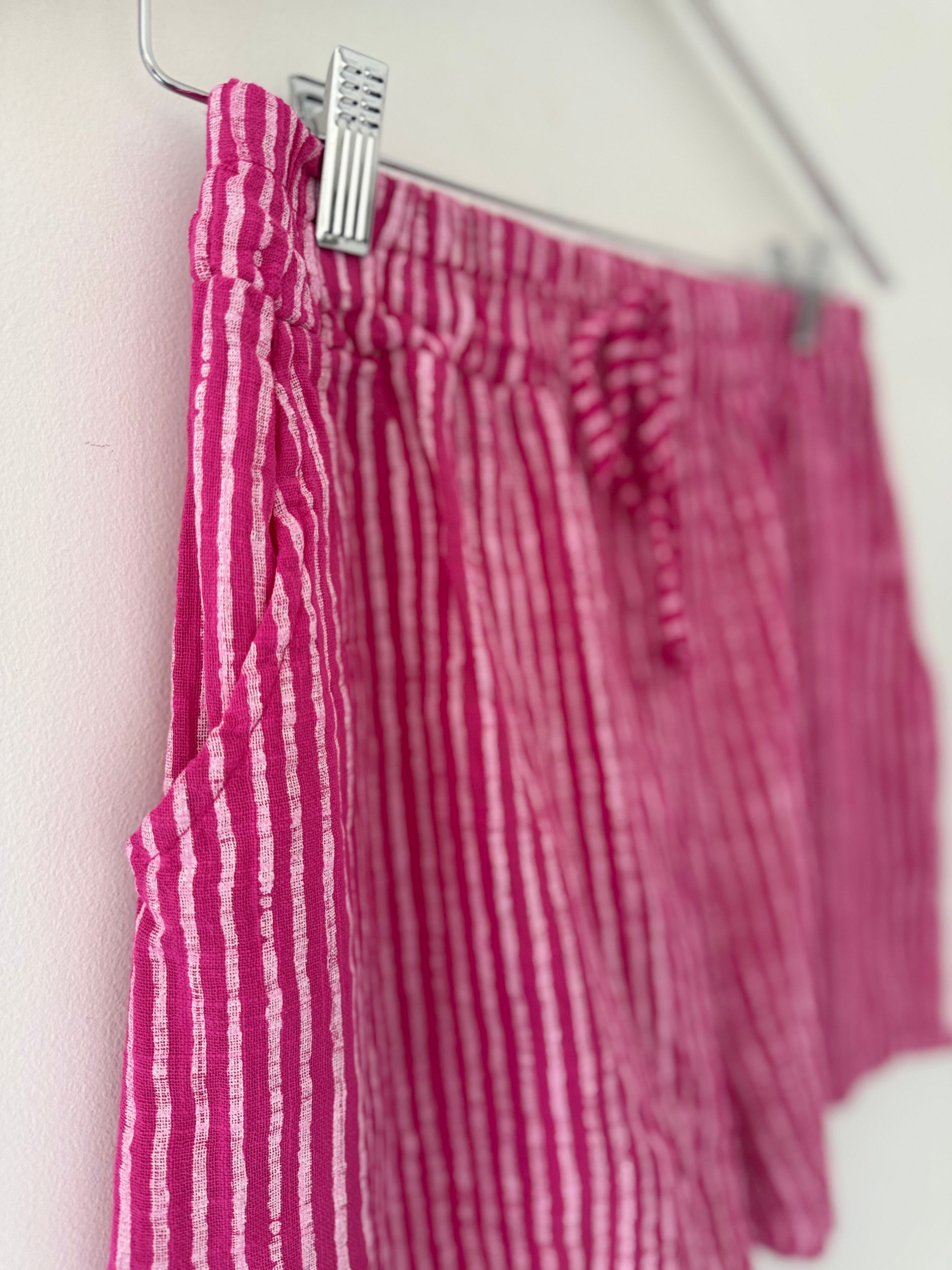 Cotton Stripe Shorts in Pink