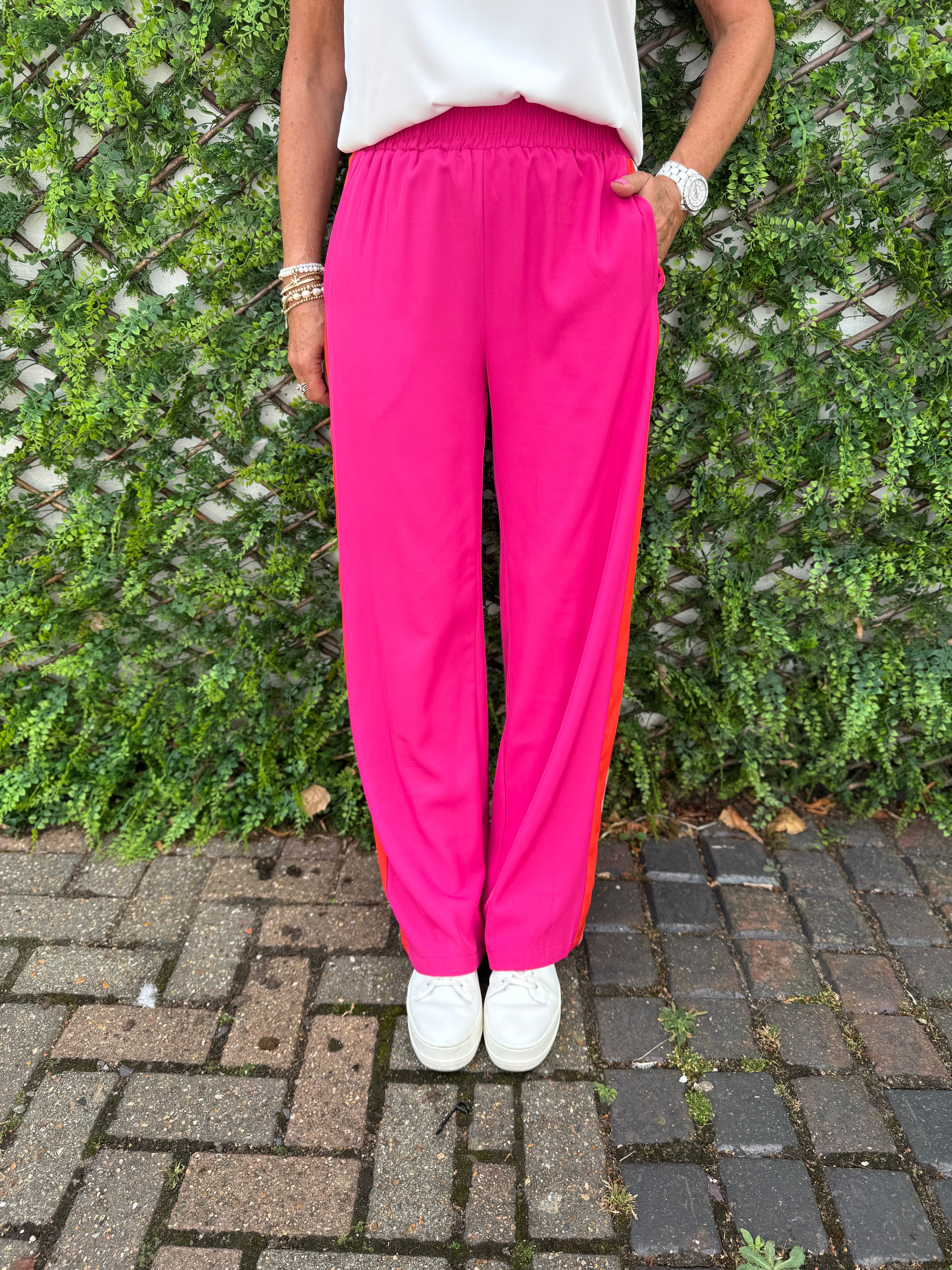 Luxe Crepe Trousers in Pink & Orange