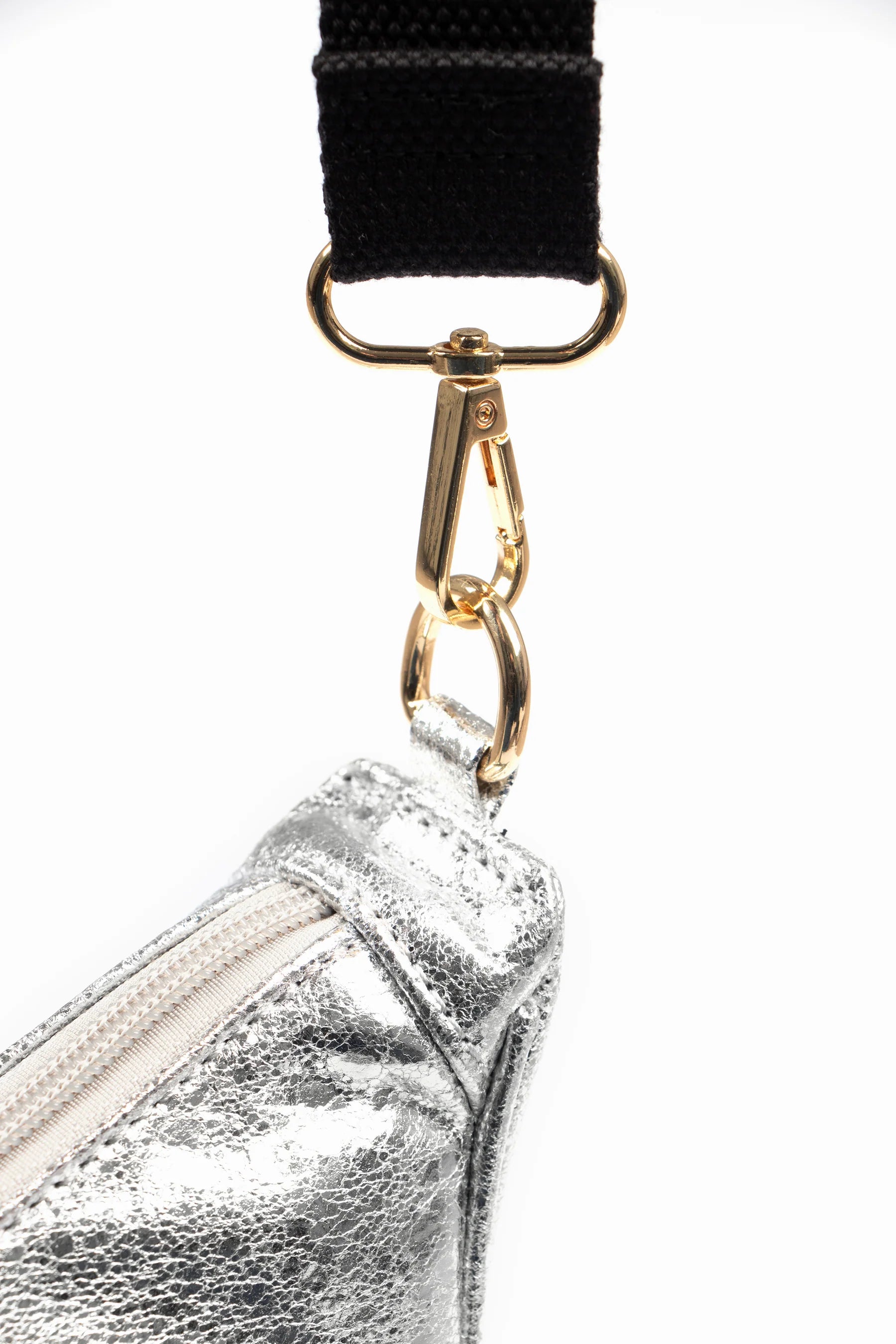 Vegan Leather Crossbody Bag in Cracked Silver