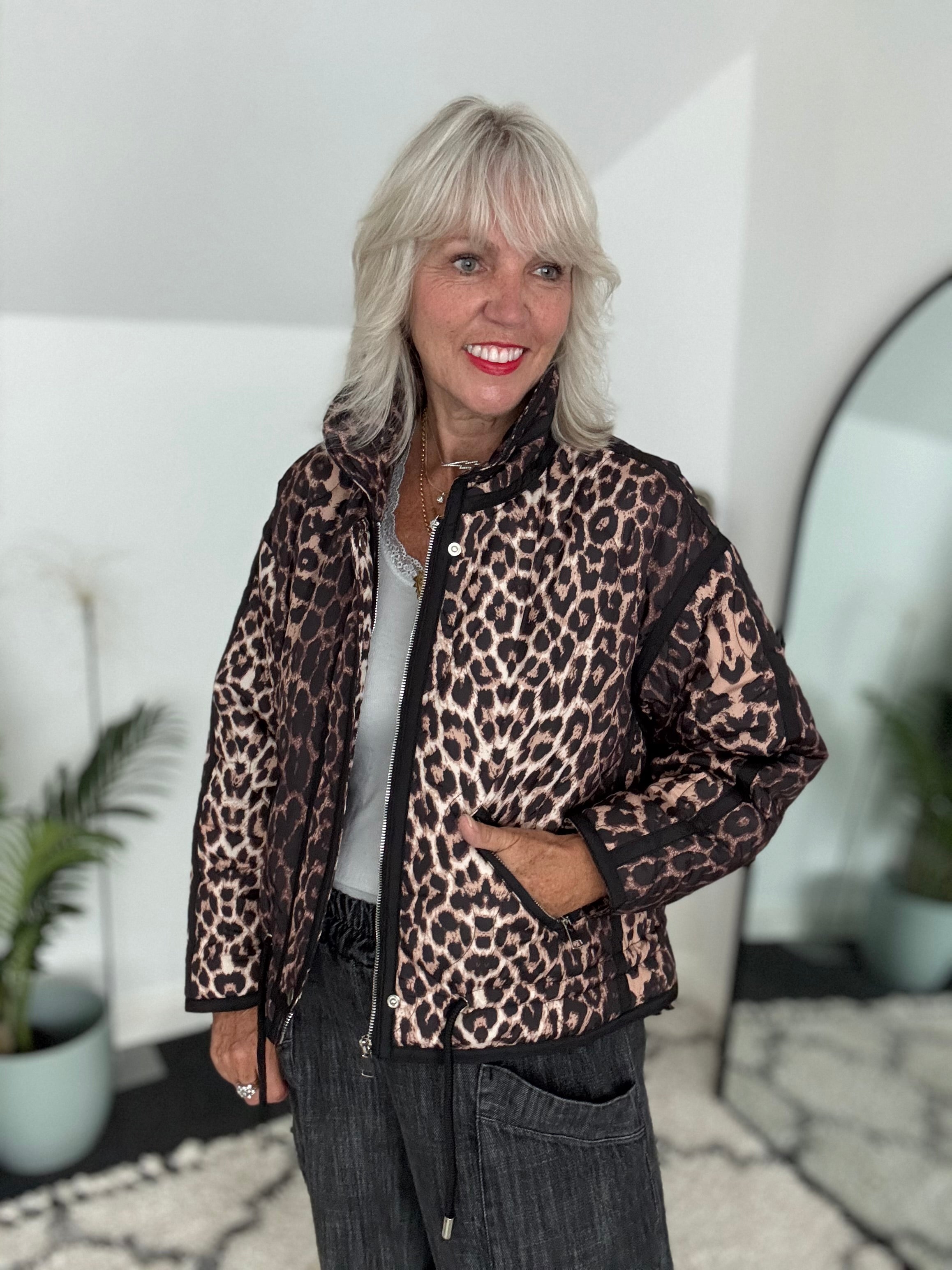 Luxe Quilted Jacket in Leopard