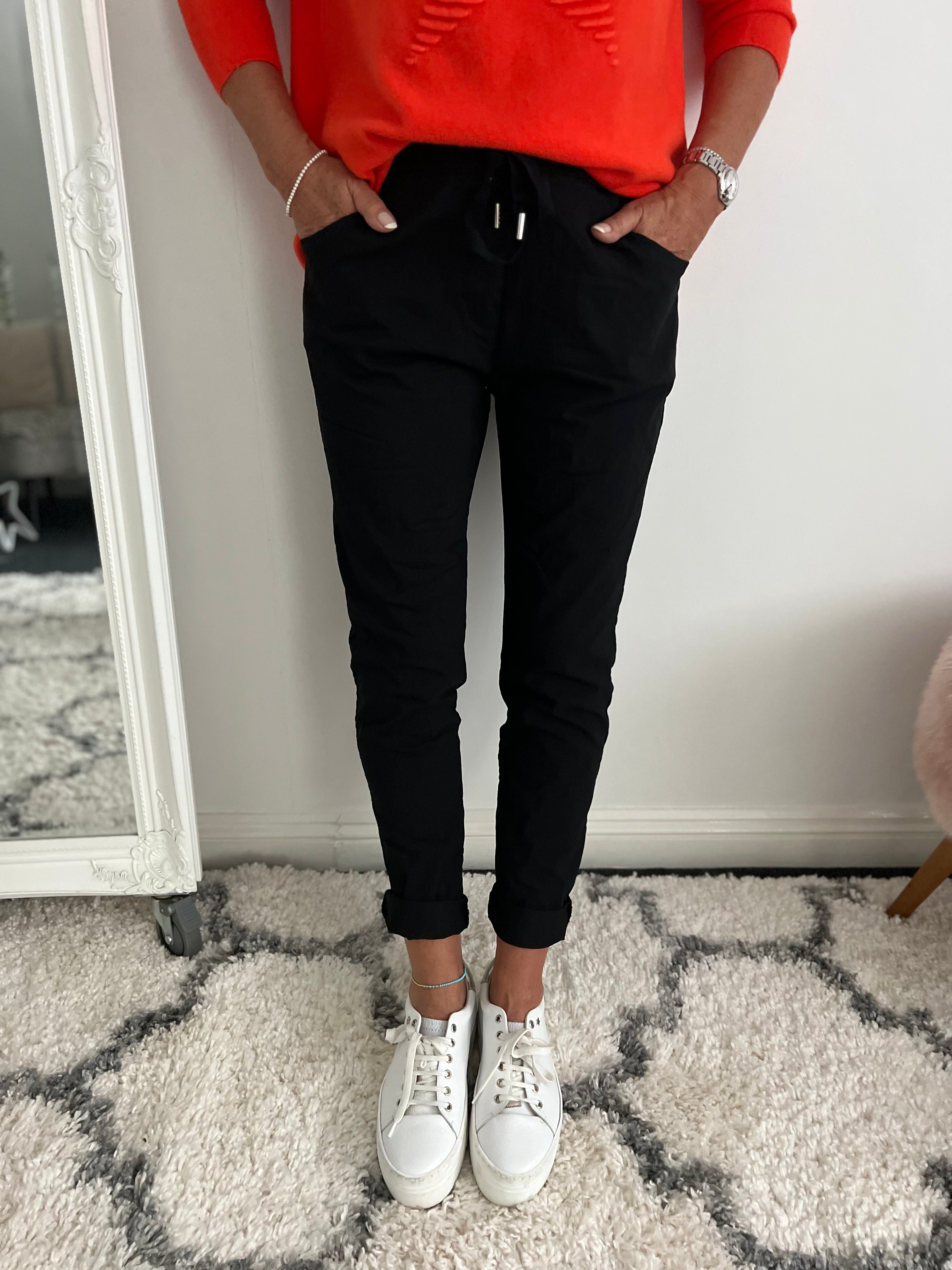 Super Stretch Four Pocket Joggers in Black