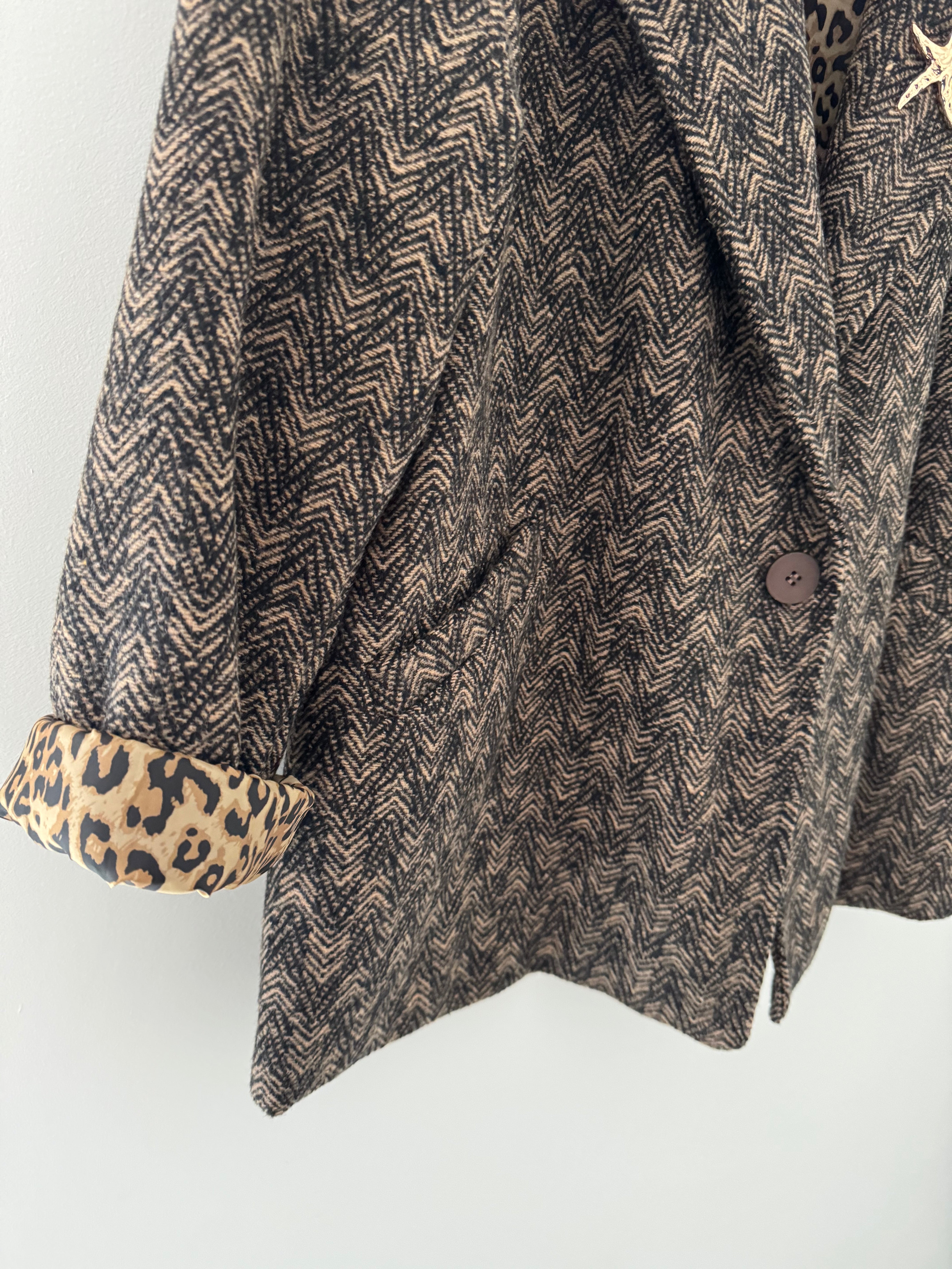 Tweed Boyfriend Jacket with Leopard Lining