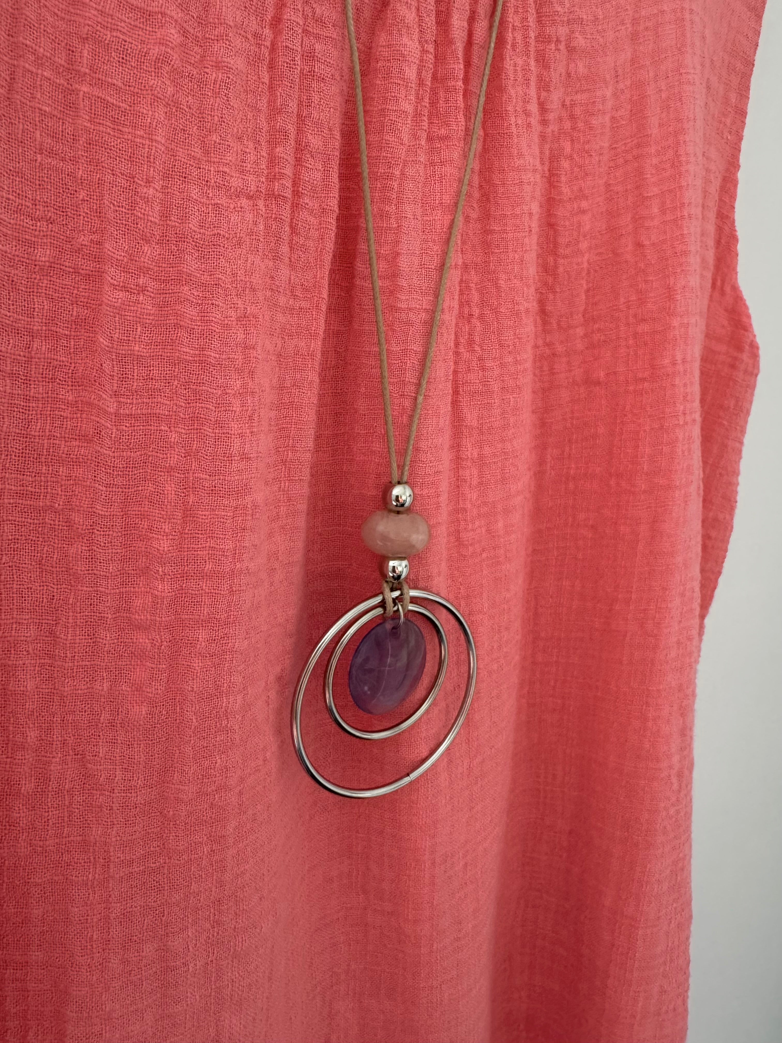 Cotton Top with Necklace in Coral