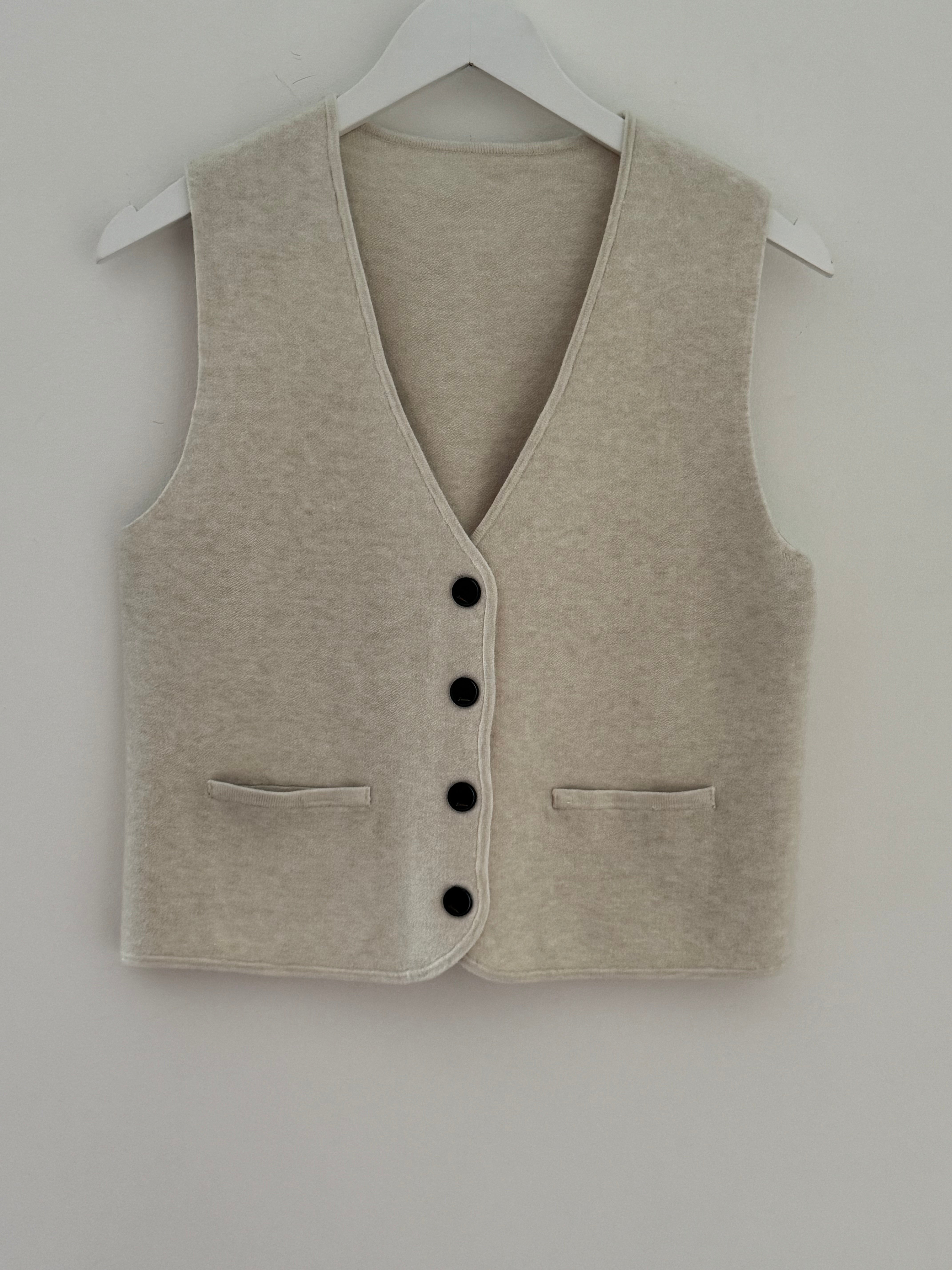 Knitted Waistcoat in Ecru