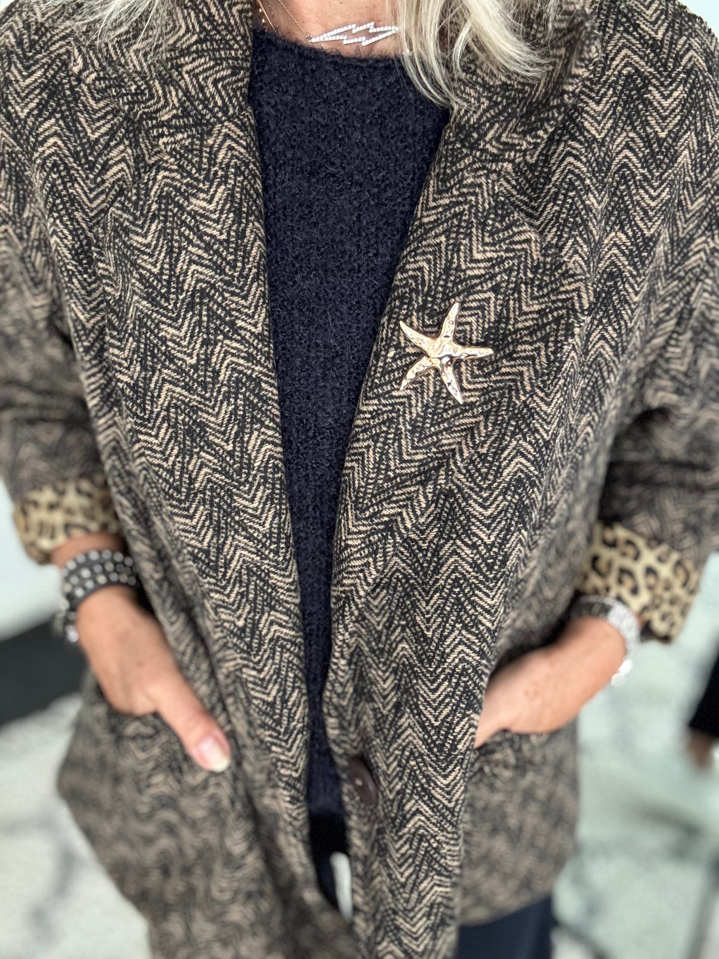 Tweed Boyfriend Jacket with Leopard Lining