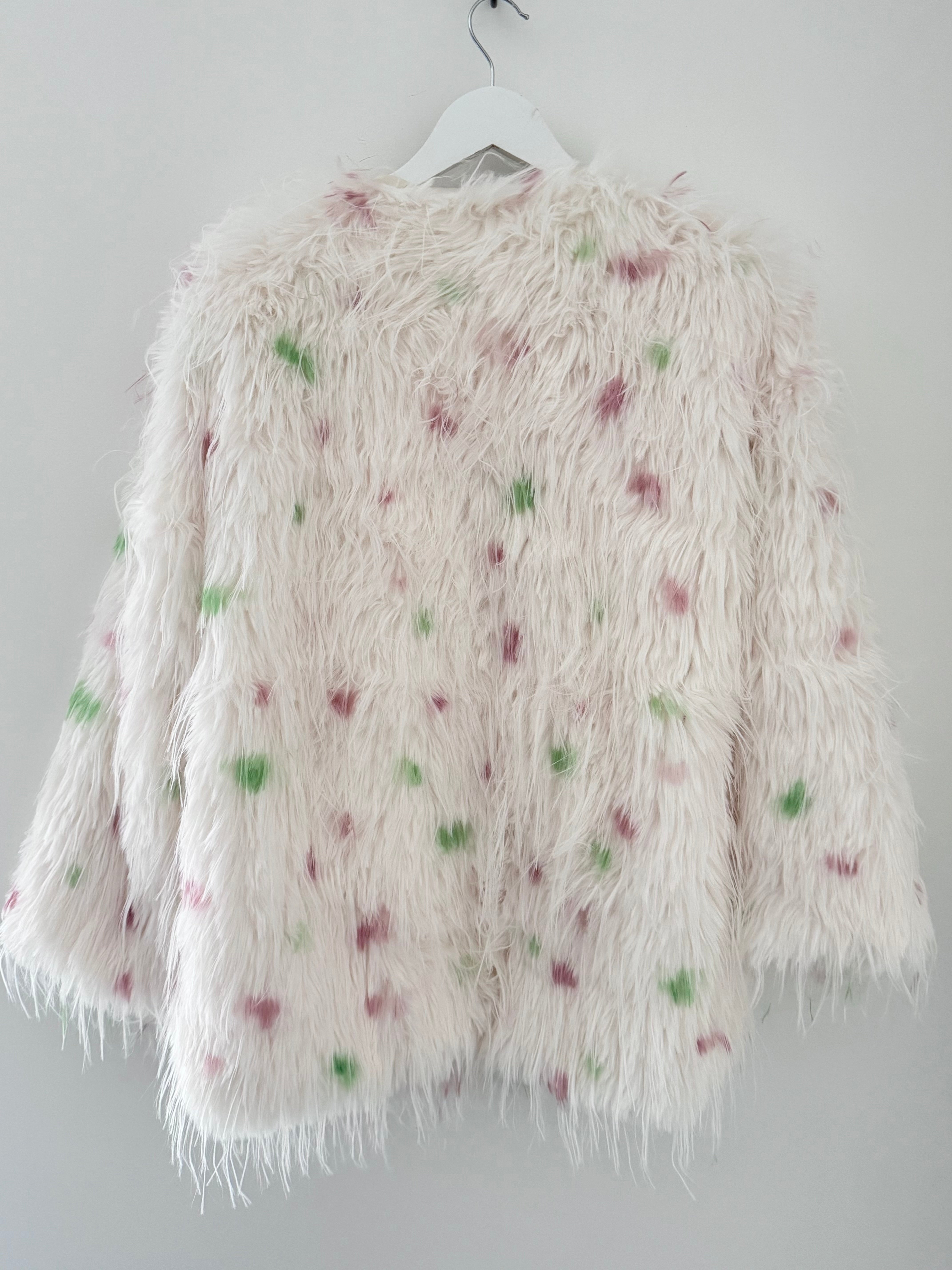 Faux Fur Spot Jacket in Pink & Green
