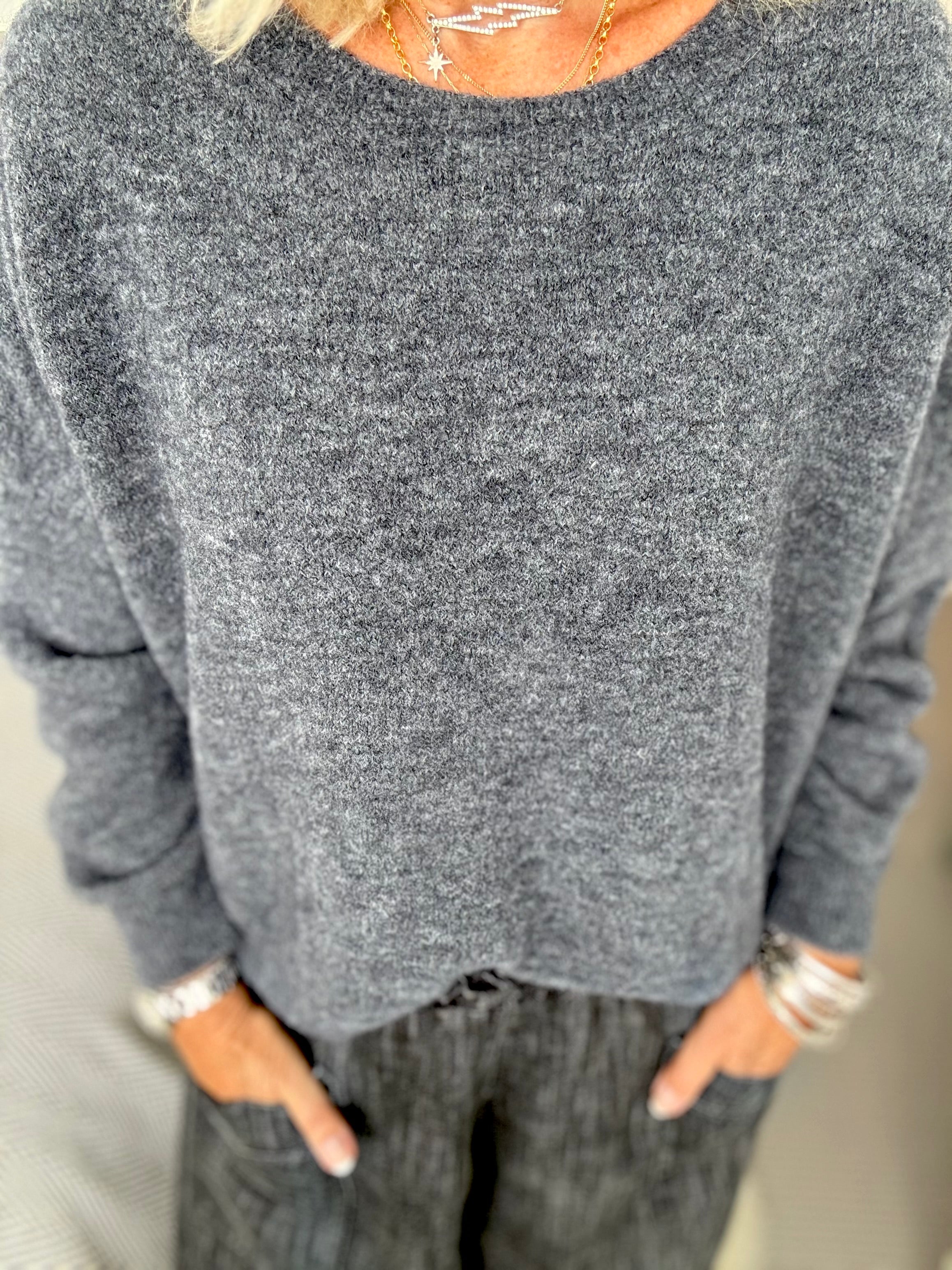 Luxe Slouchy Alpaca Jumper in Charcoal
