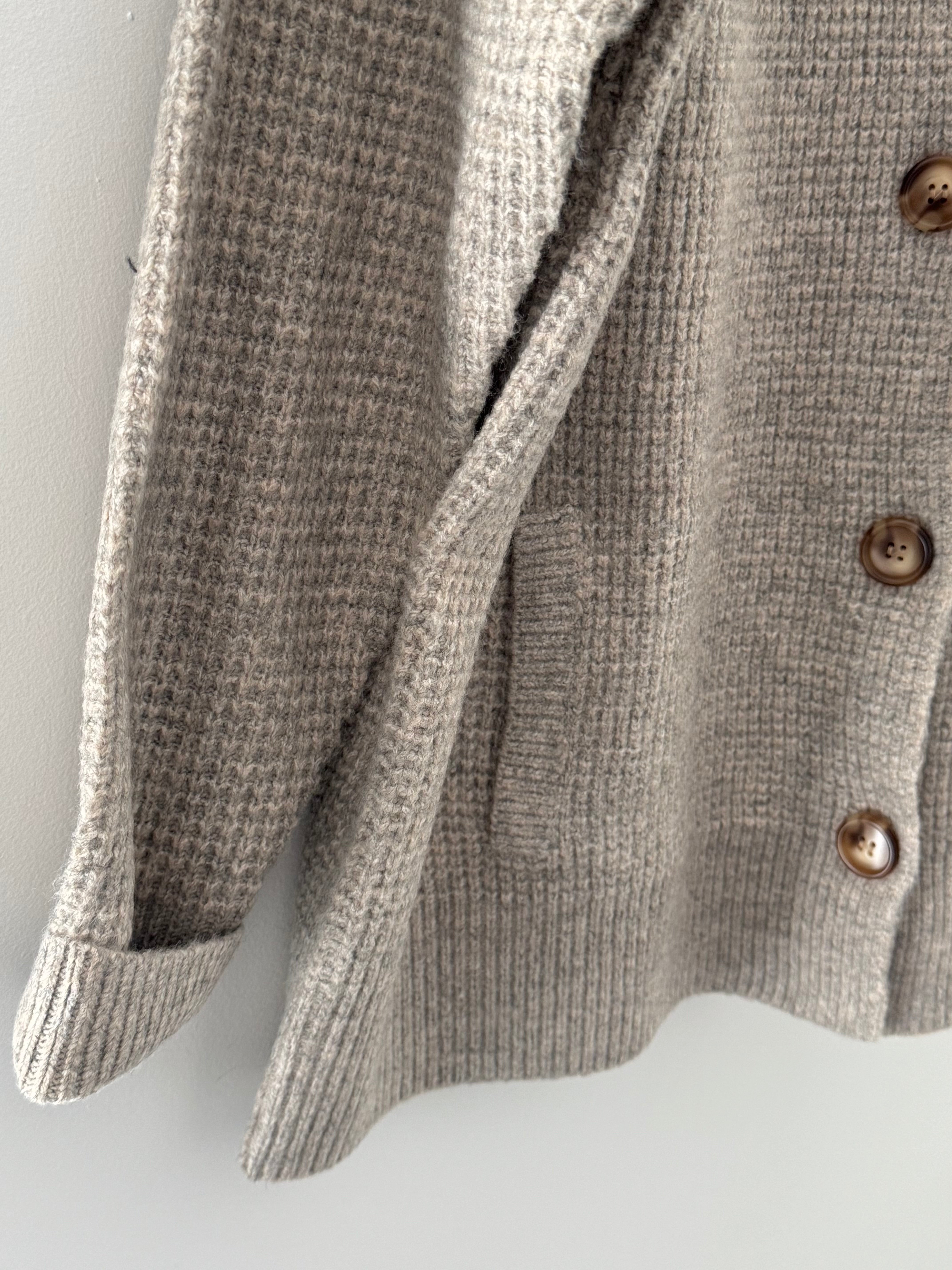 Fisherman Rib Knitted Jacket in Stone