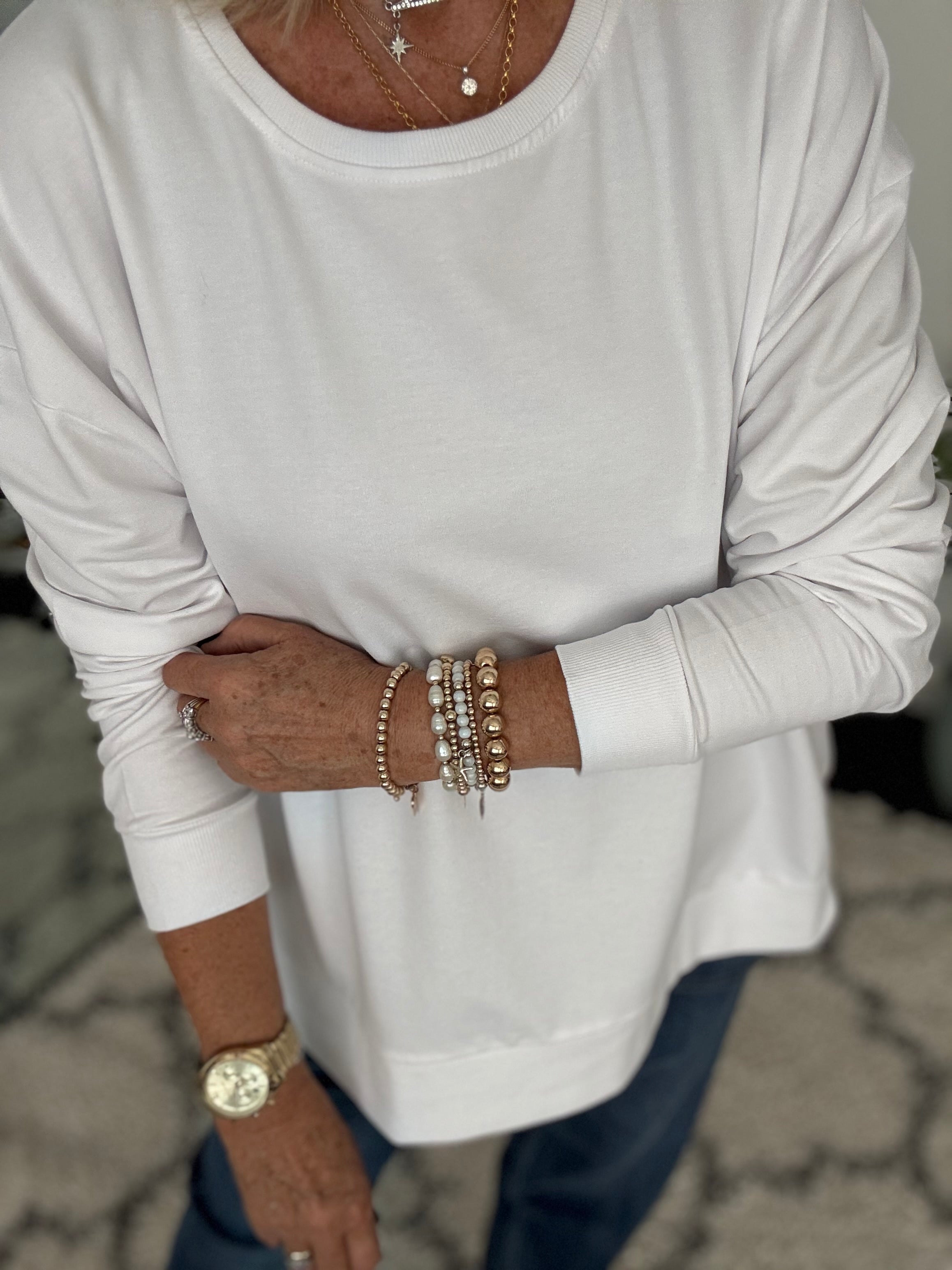 Zipped Sweatshirt in White