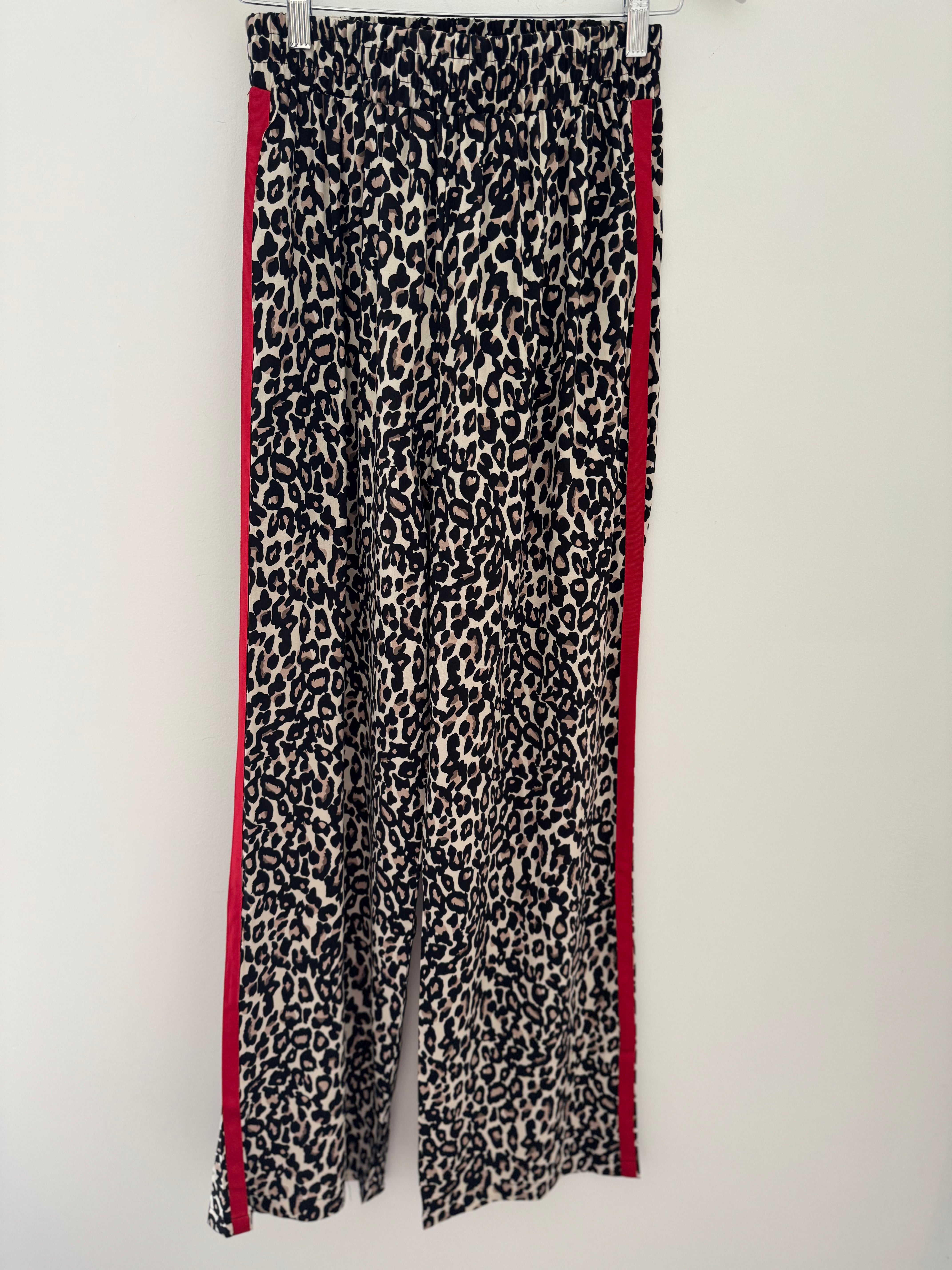 Leopard Trousers with Red Stripe