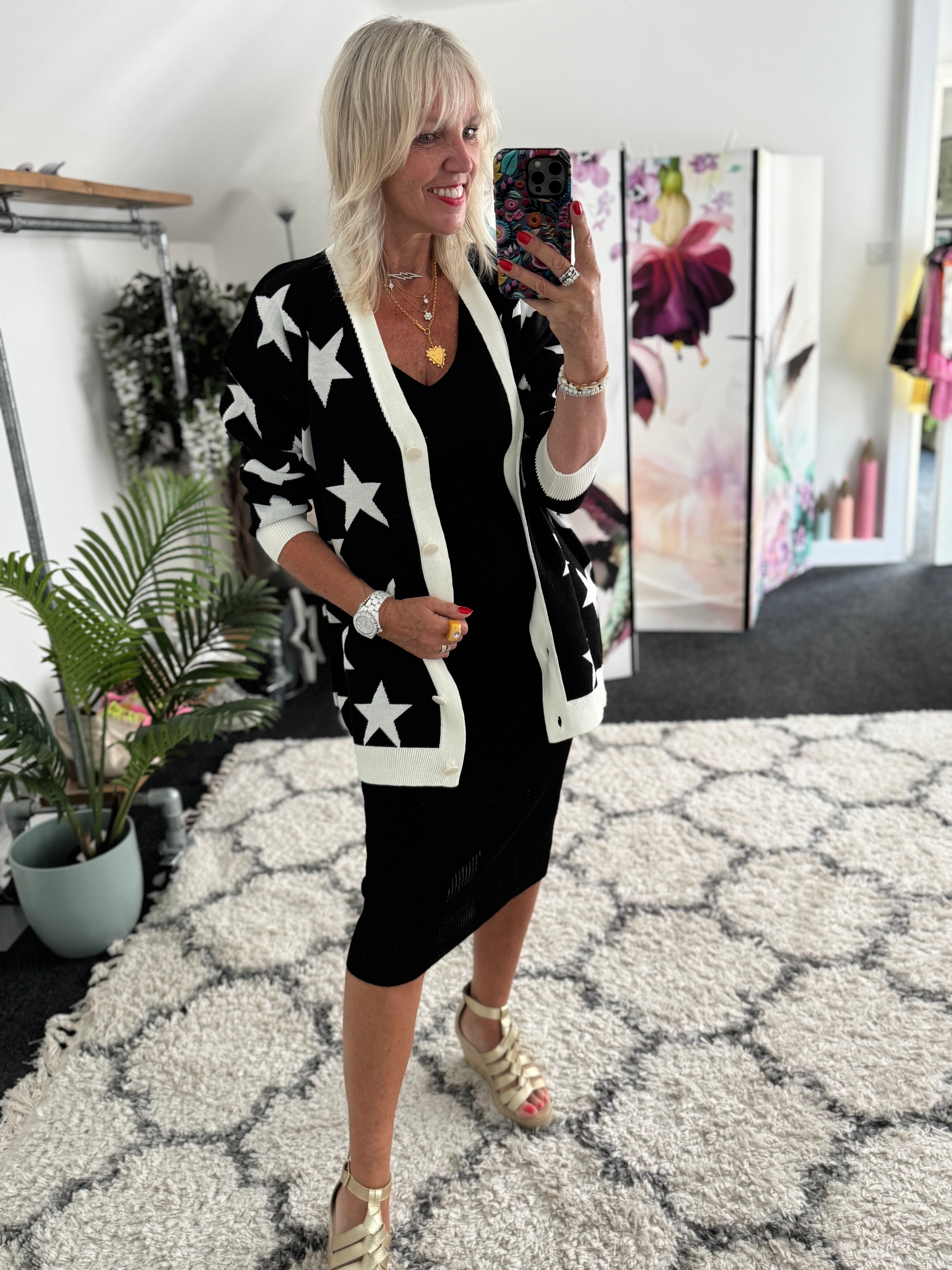 Dress & Cardi Co-Ord in Black & Ivory