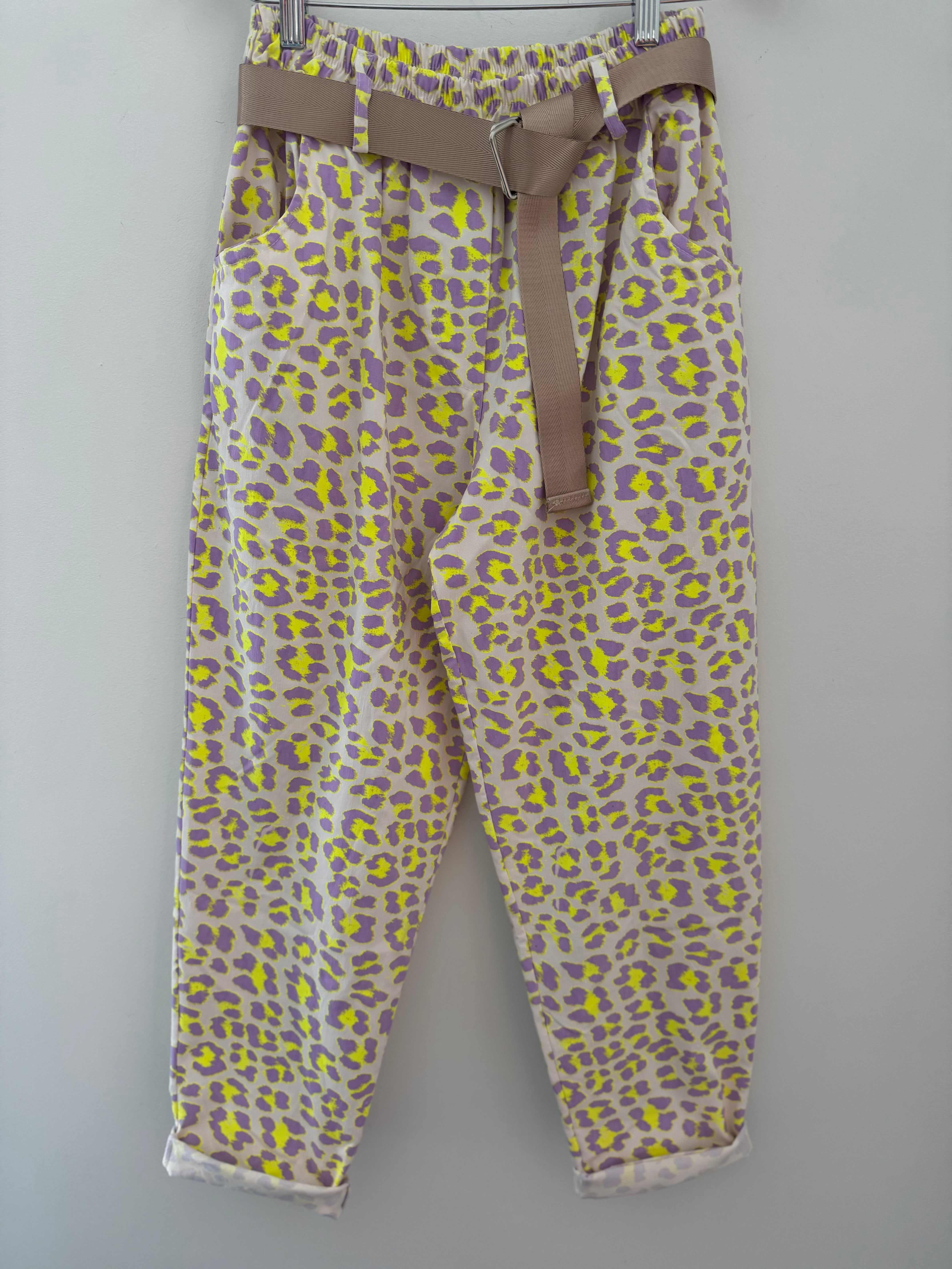 Barrel Leg Super Stretch Joggers in Lilac & Citrus Leopard