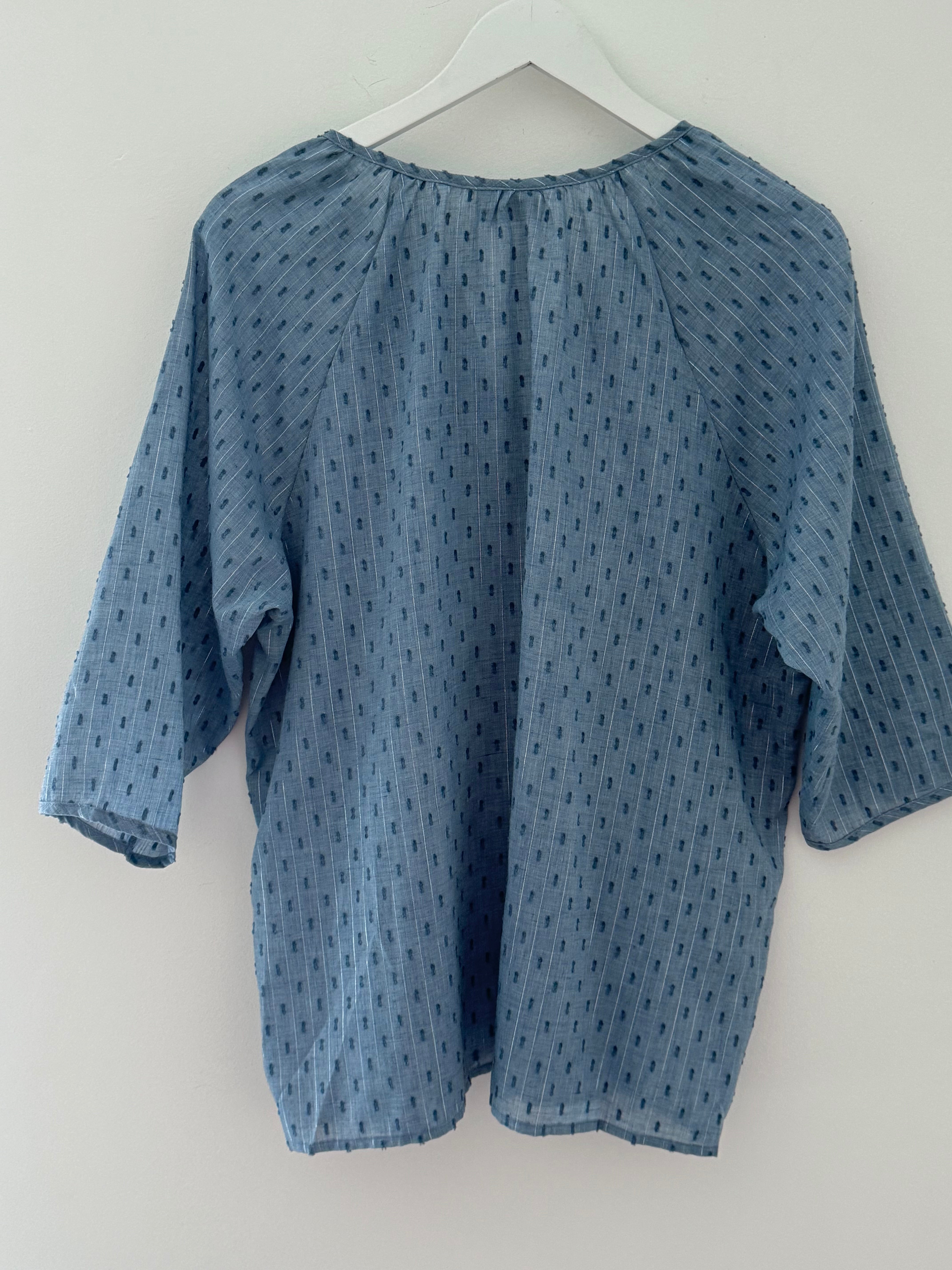 Pintuck Blouse in Blue