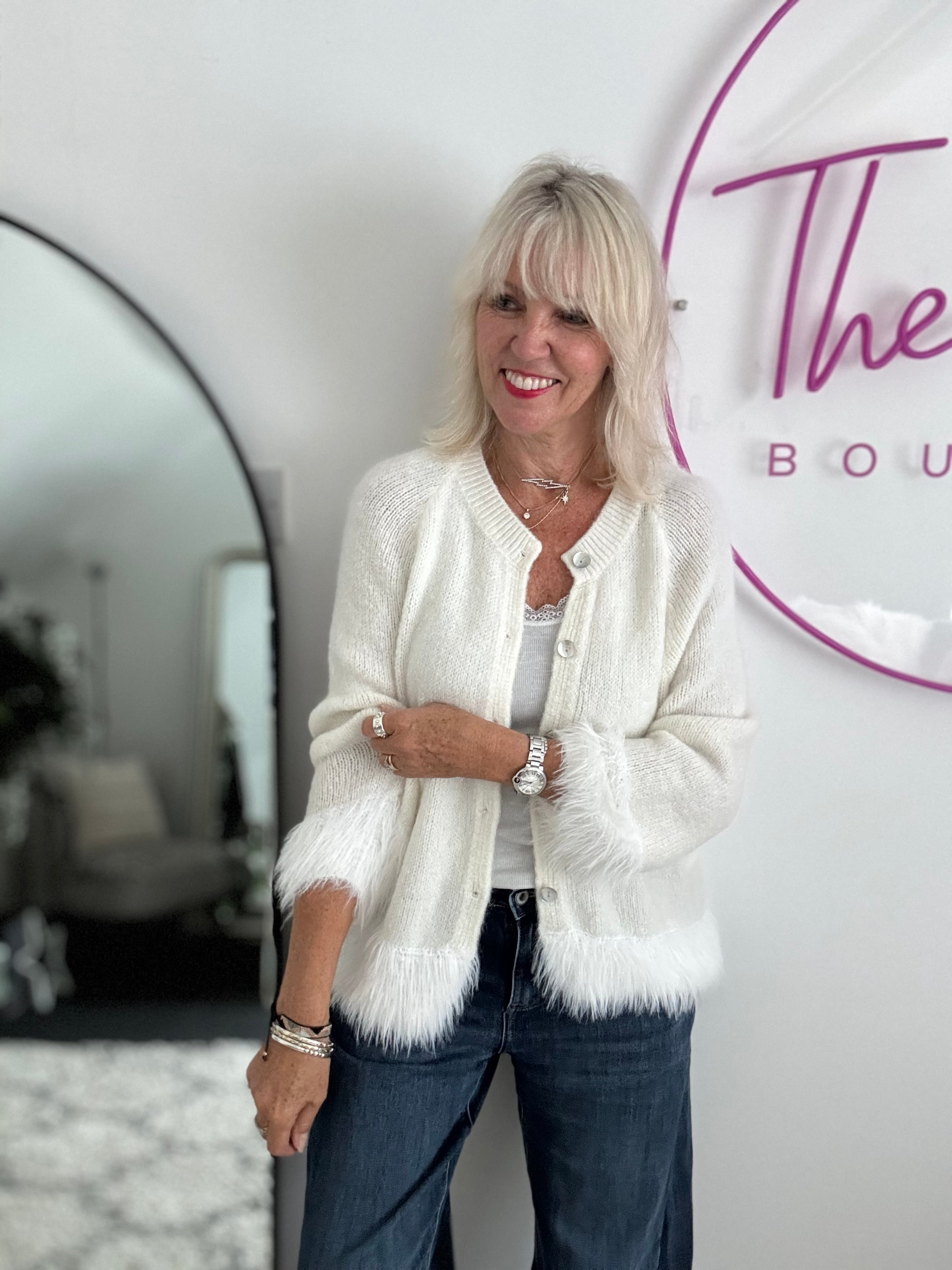 Luxe Fringe Cardigan in Ivory