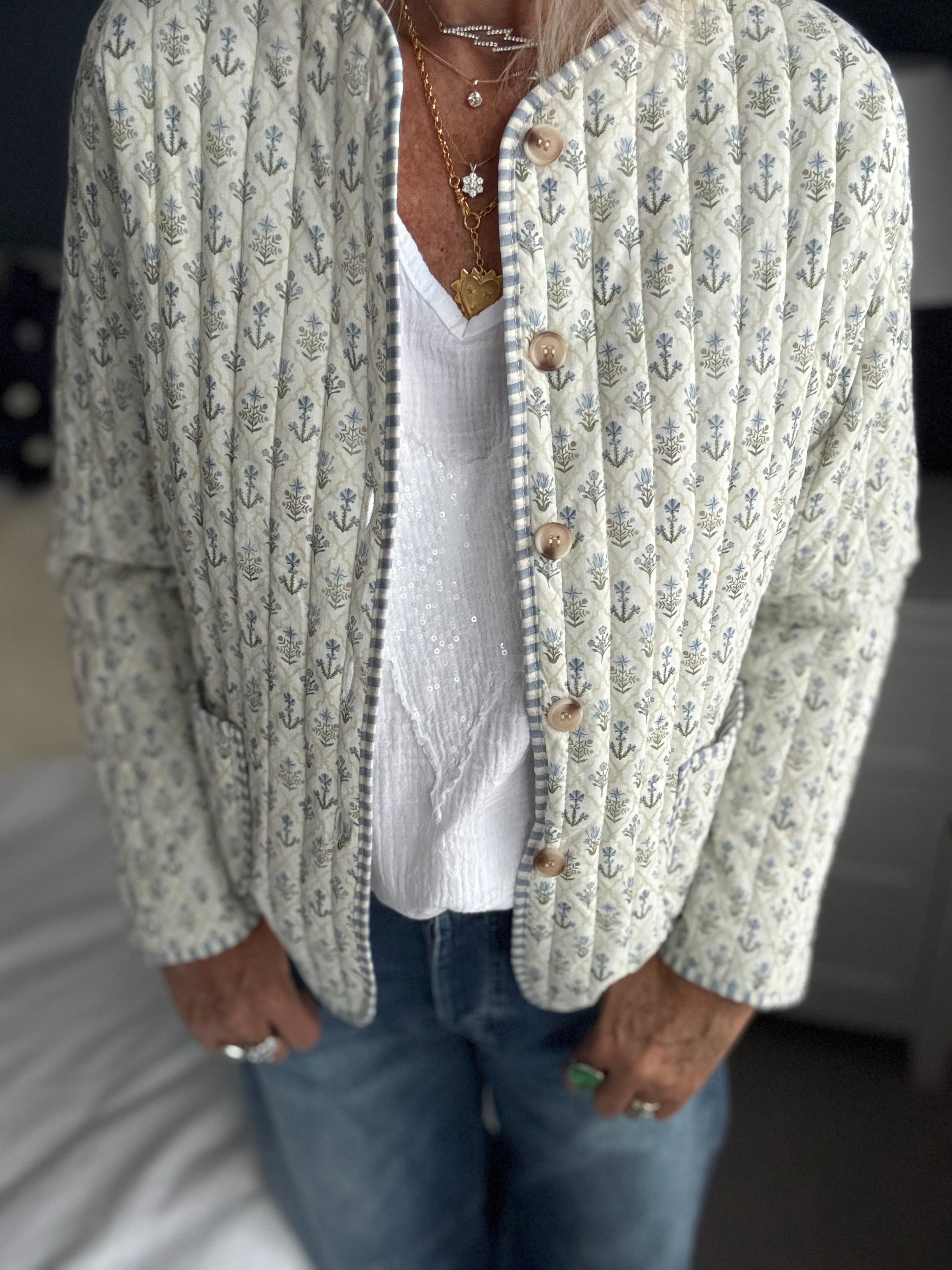 Luxe Quilted Jacket in Blue