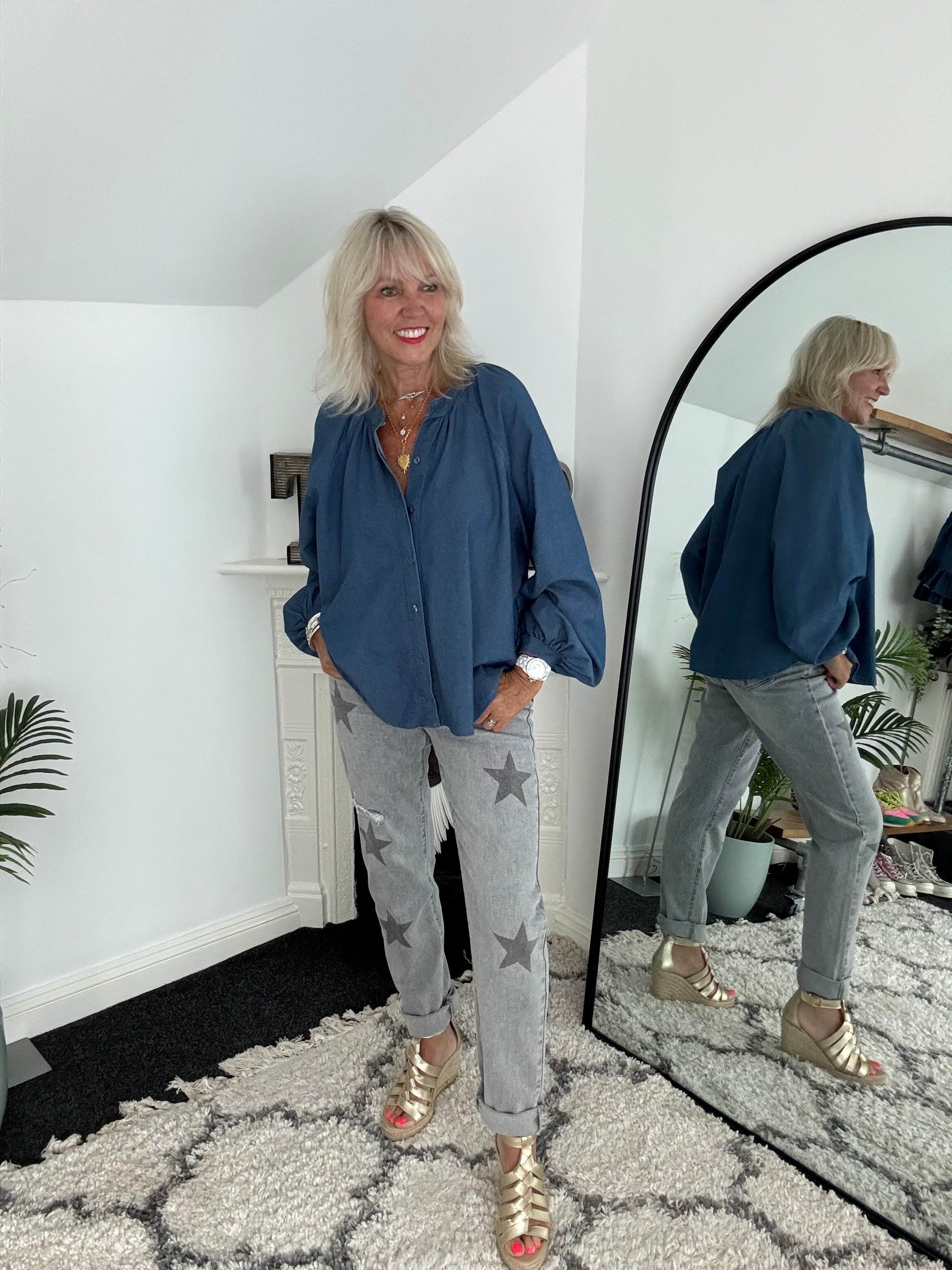 Relaxed Denim Shirt & Matching Rara