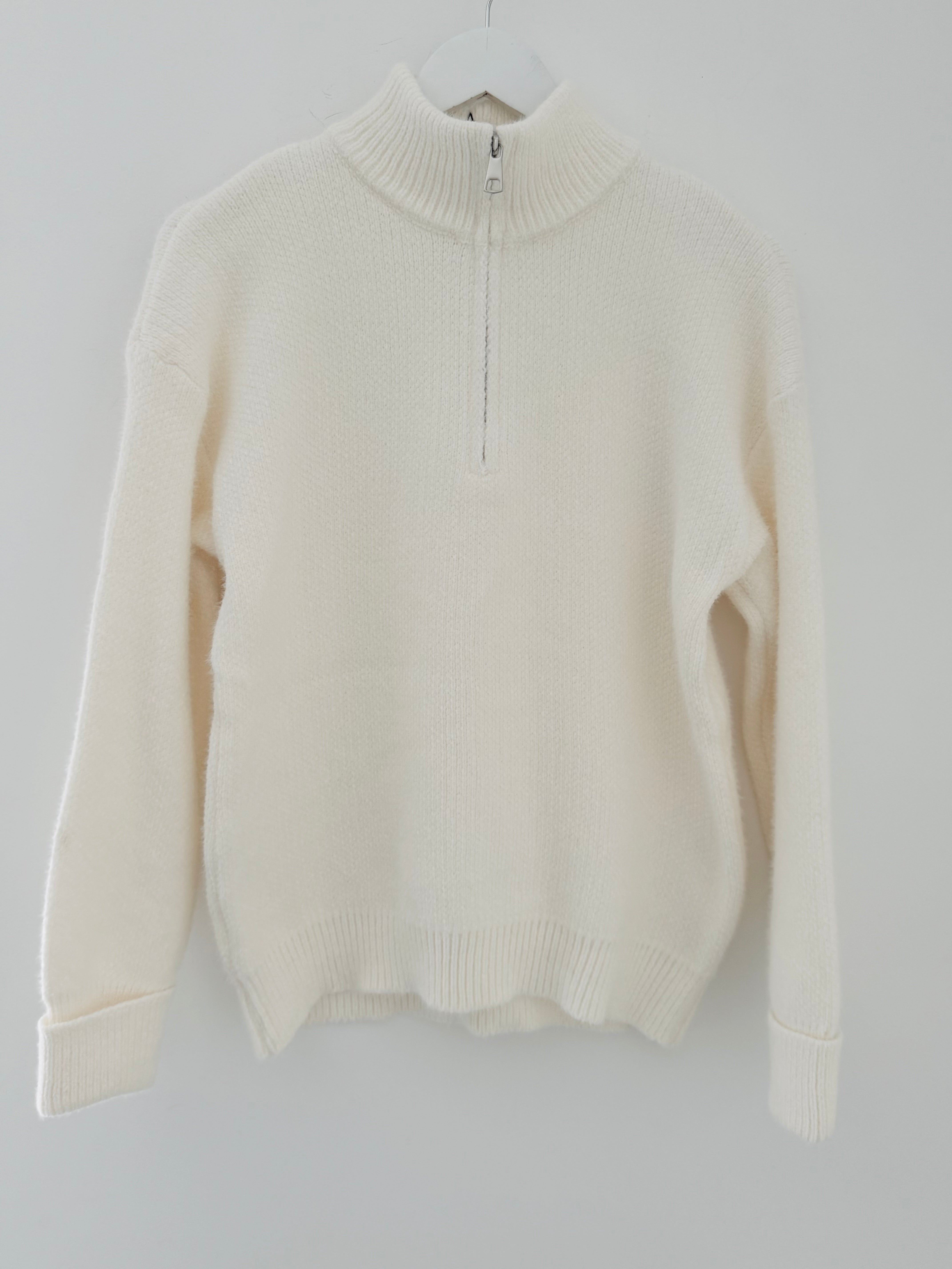 Softie Quarter Zip Knit in Ivory