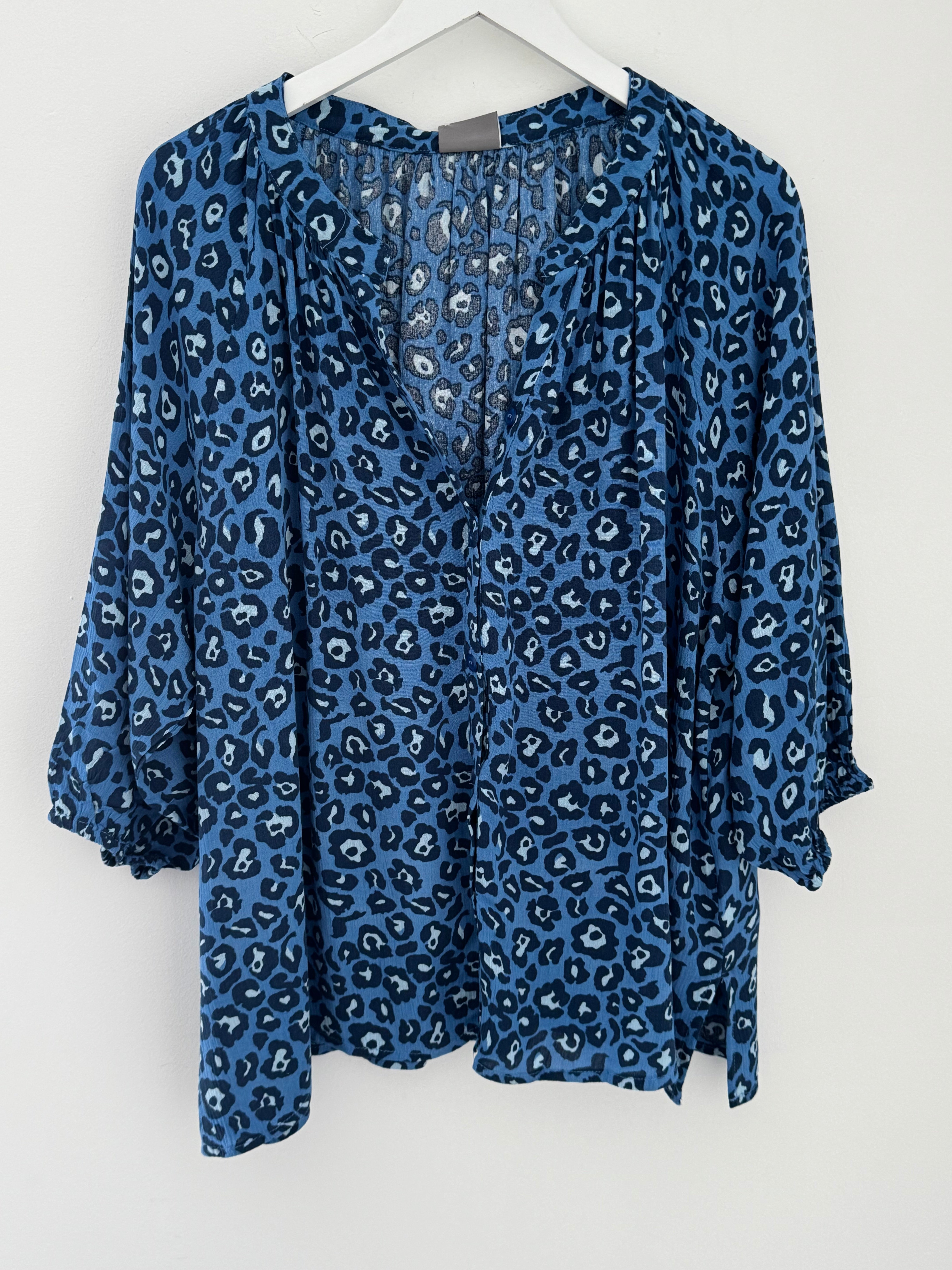 Leopard Print Blouse in Blue