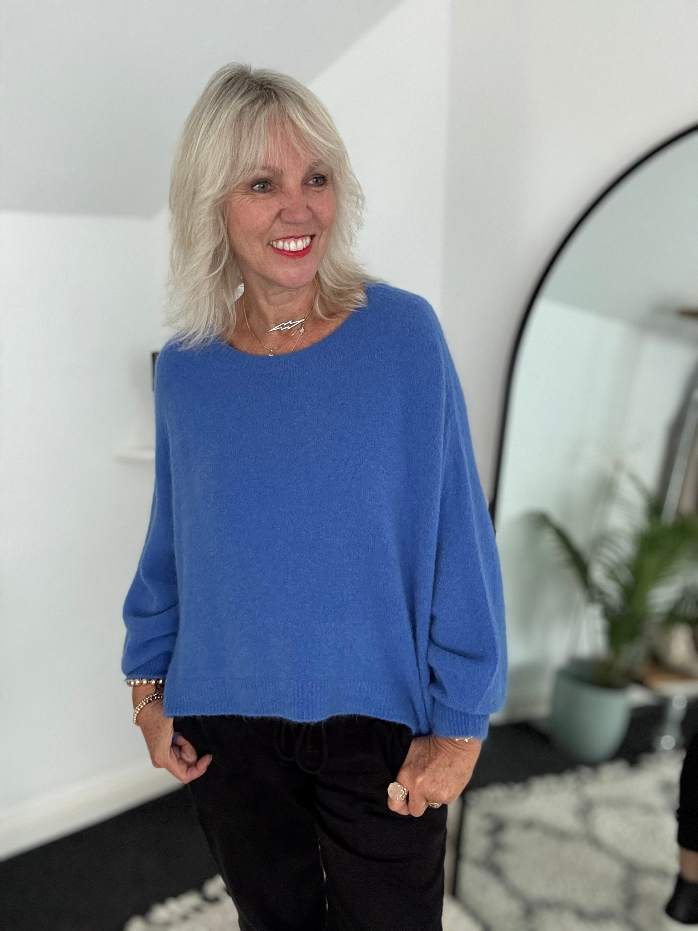 Luxe Slouchy Alpaca Jumper in Cornflower