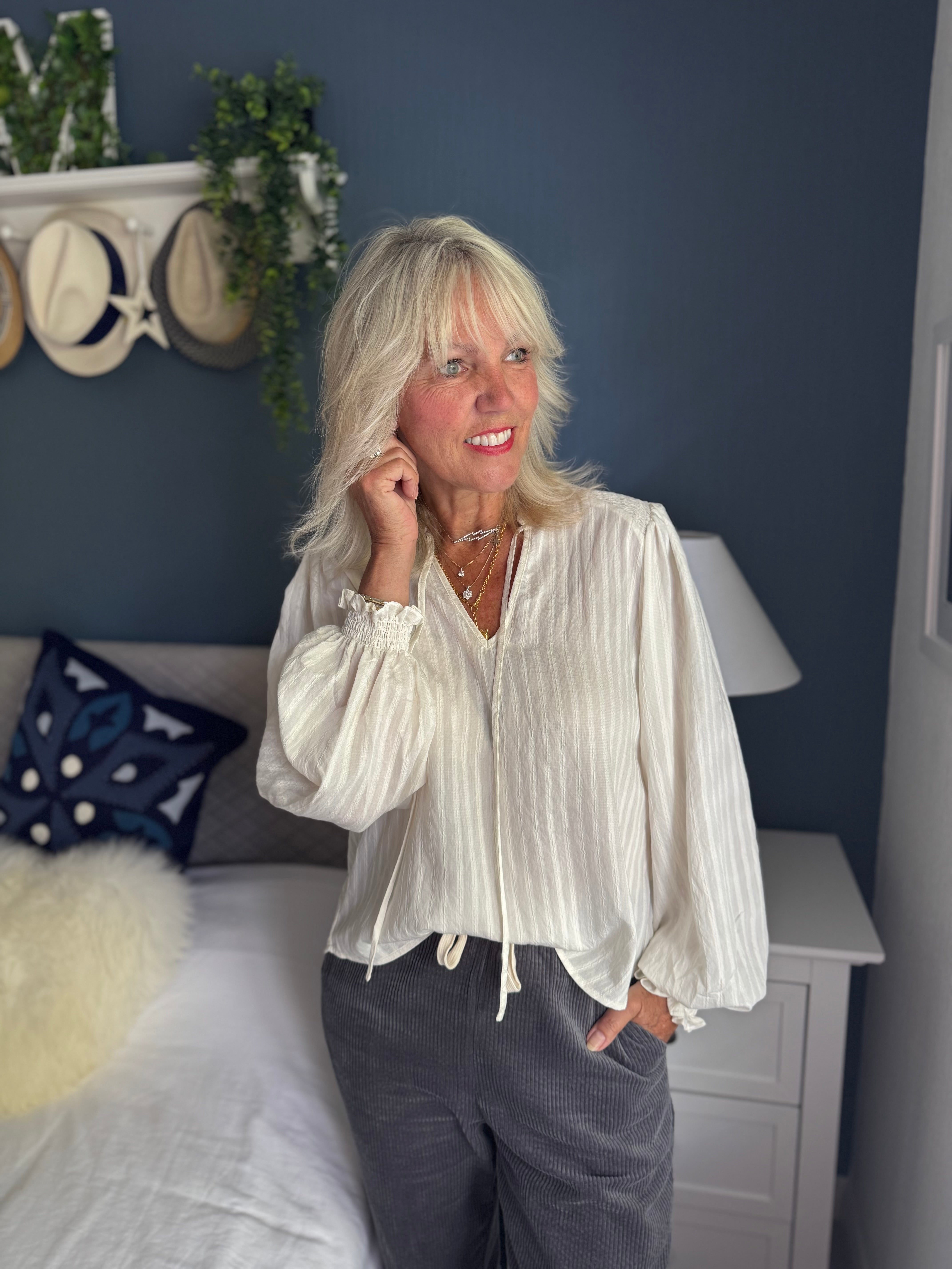 Luxe Silky Blouse in Vanilla