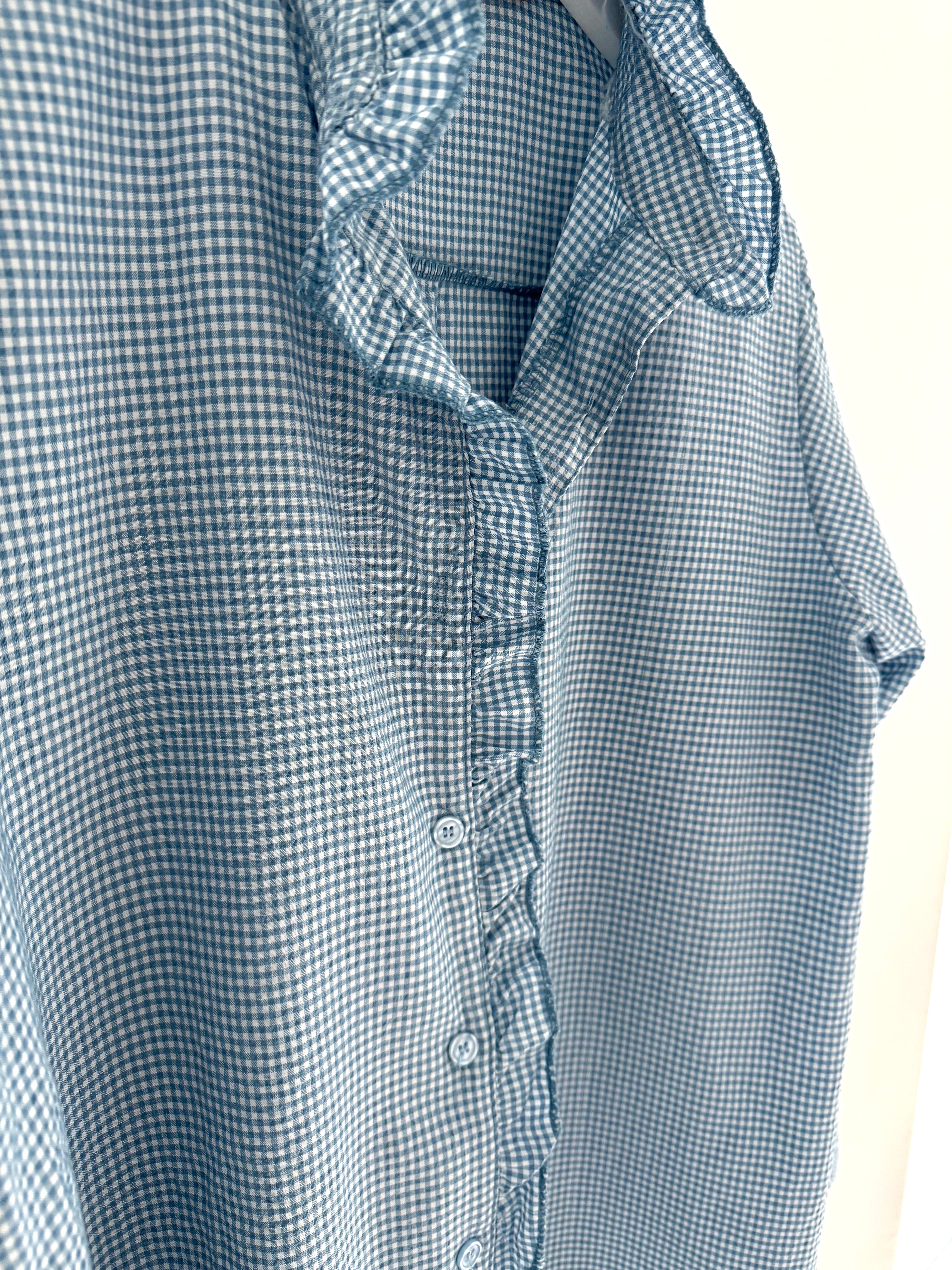 Luxe Gingham Shirt in Soft Blue