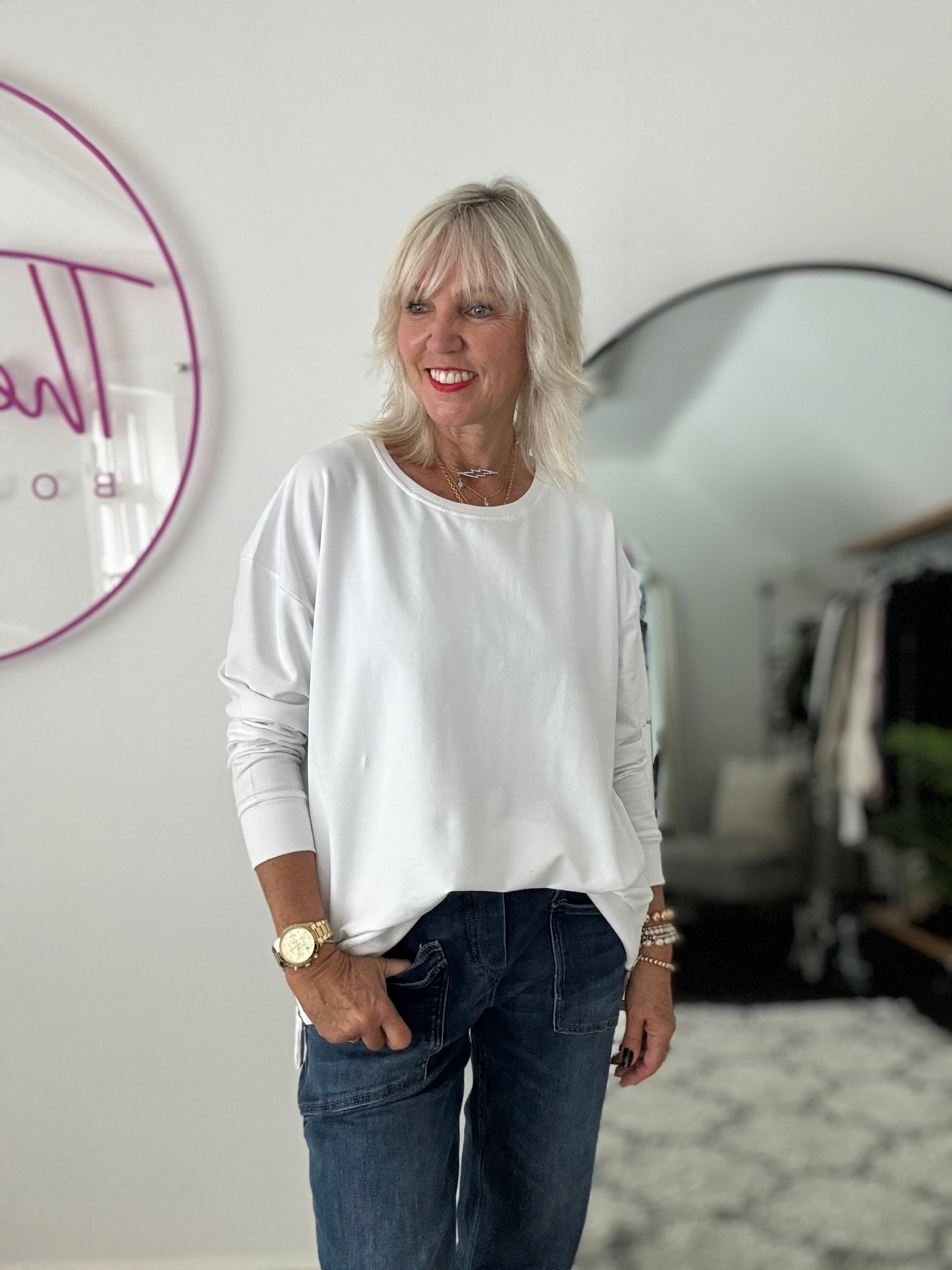 Zipped Sweatshirt in White