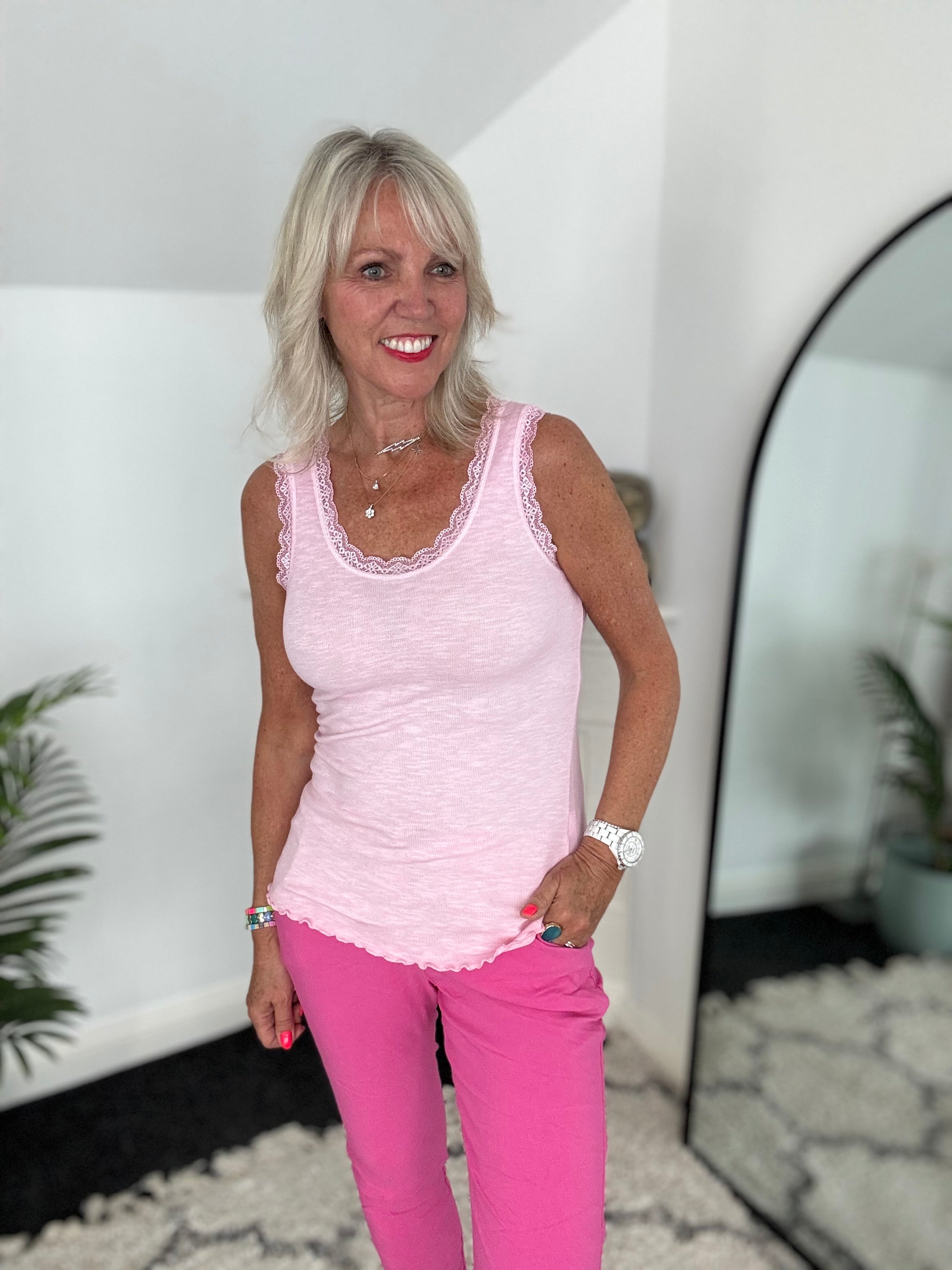 Luxe Ribbed Vest in Pink