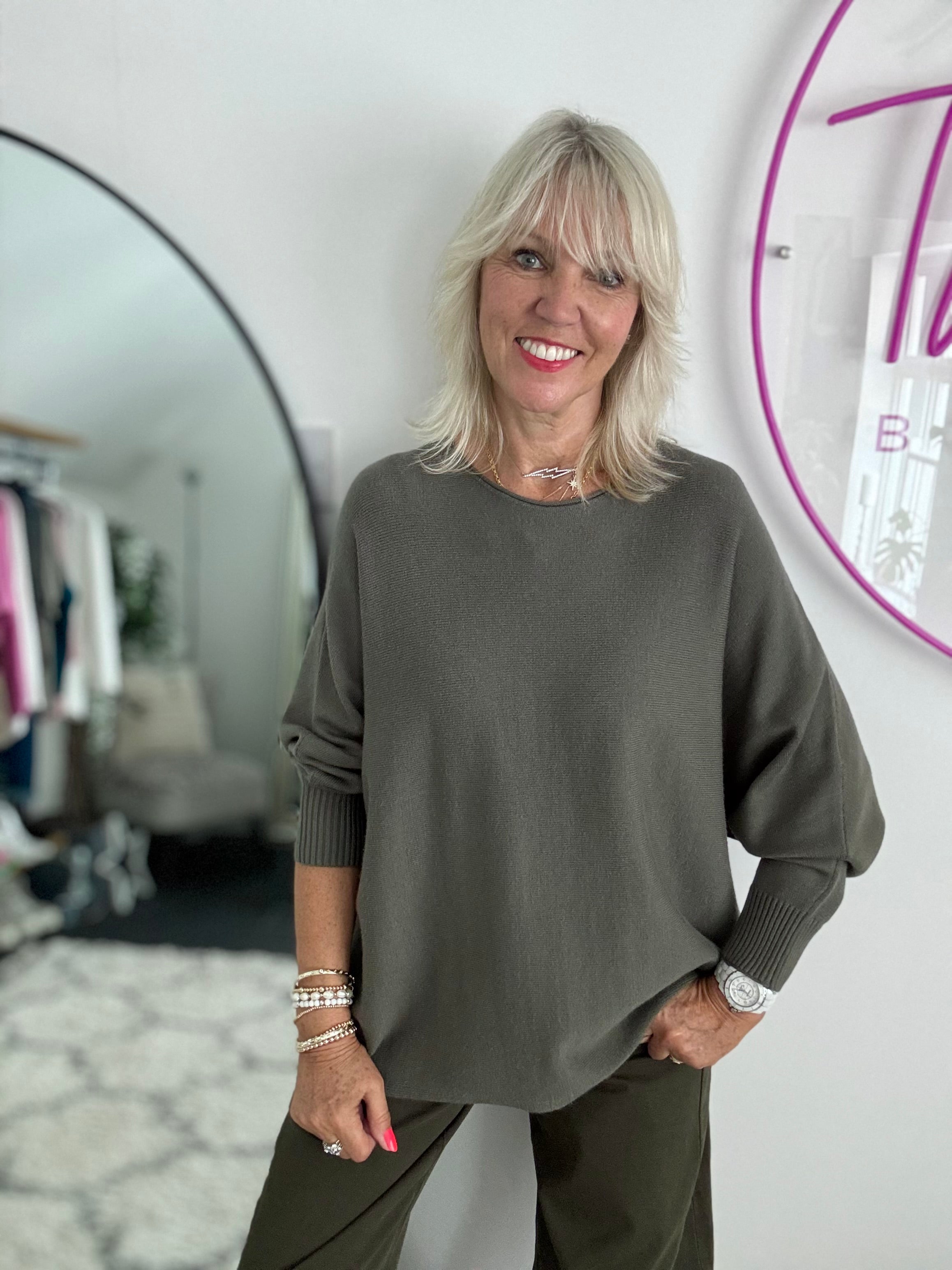 Soft Batwing Knit in Khaki