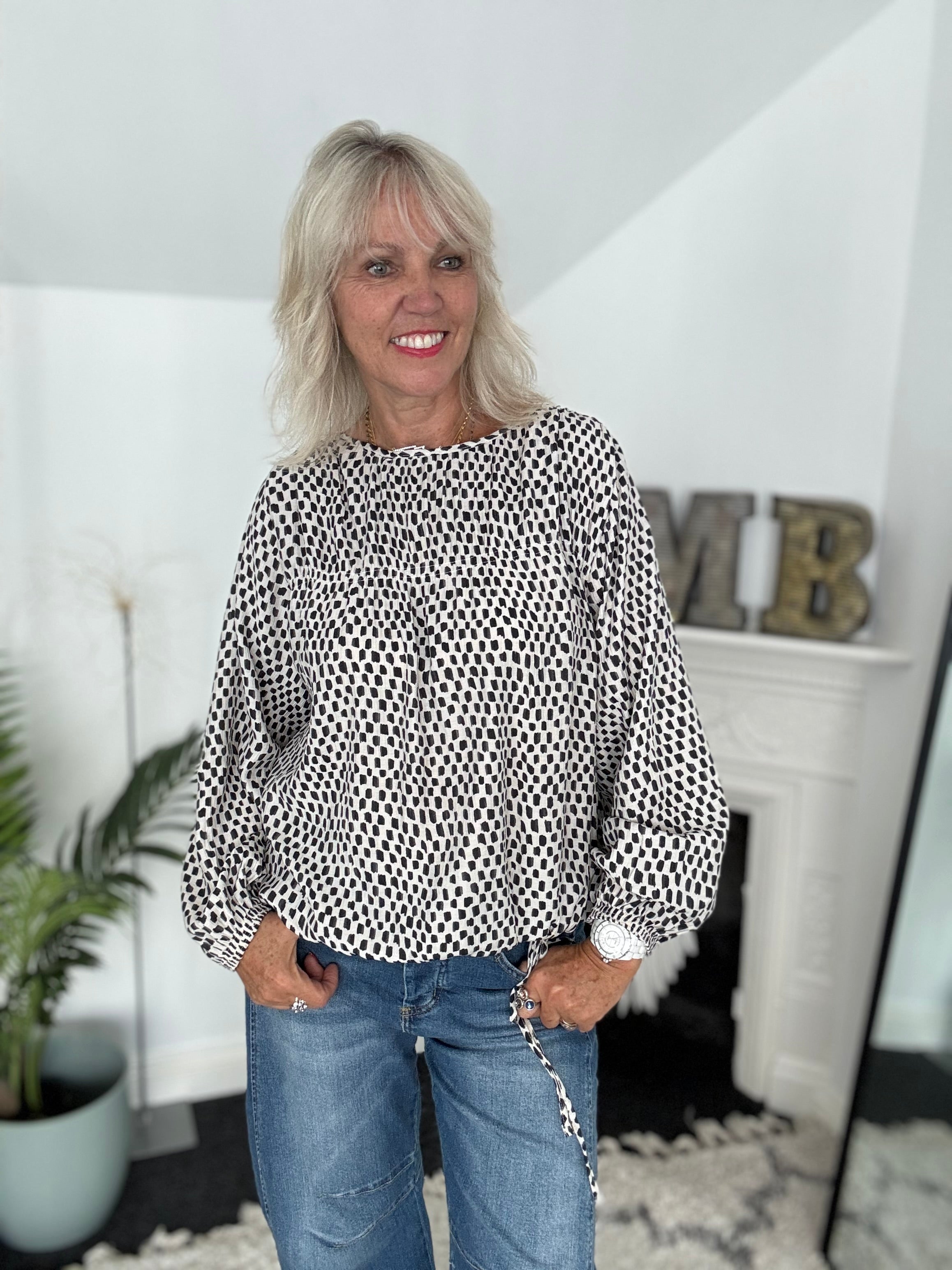 Checker Blouse in Black & White